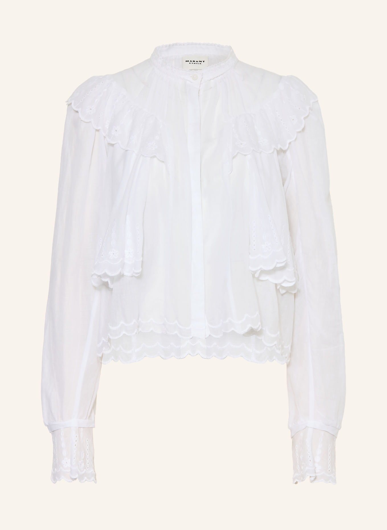 MARANT ÉTOILE Bluse KELMON mt Lochspitze und Rüschen: WEISS