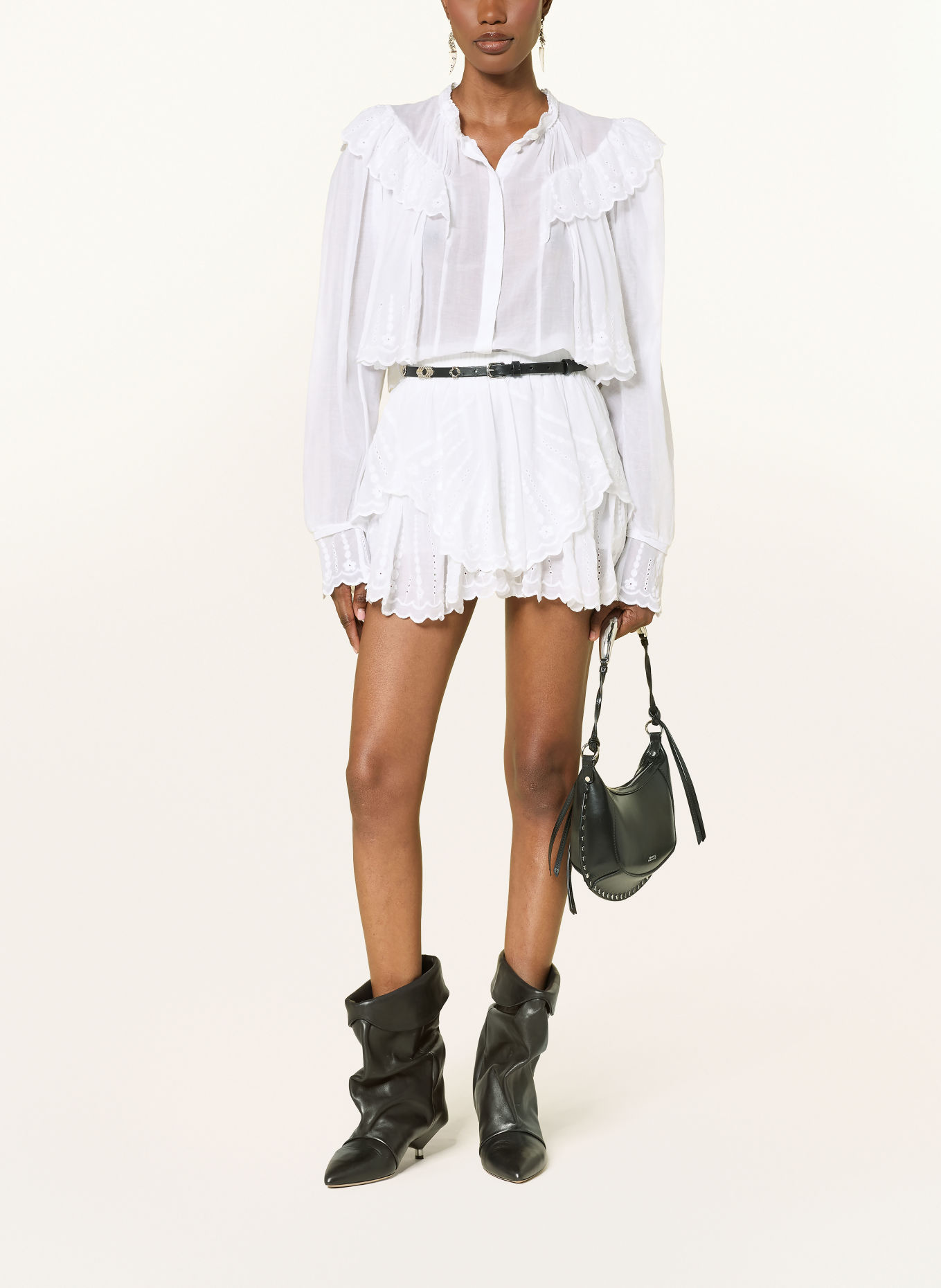 MARANT ÉTOILE Bluse KELMON mt Lochspitze und Rüschen: WEISS