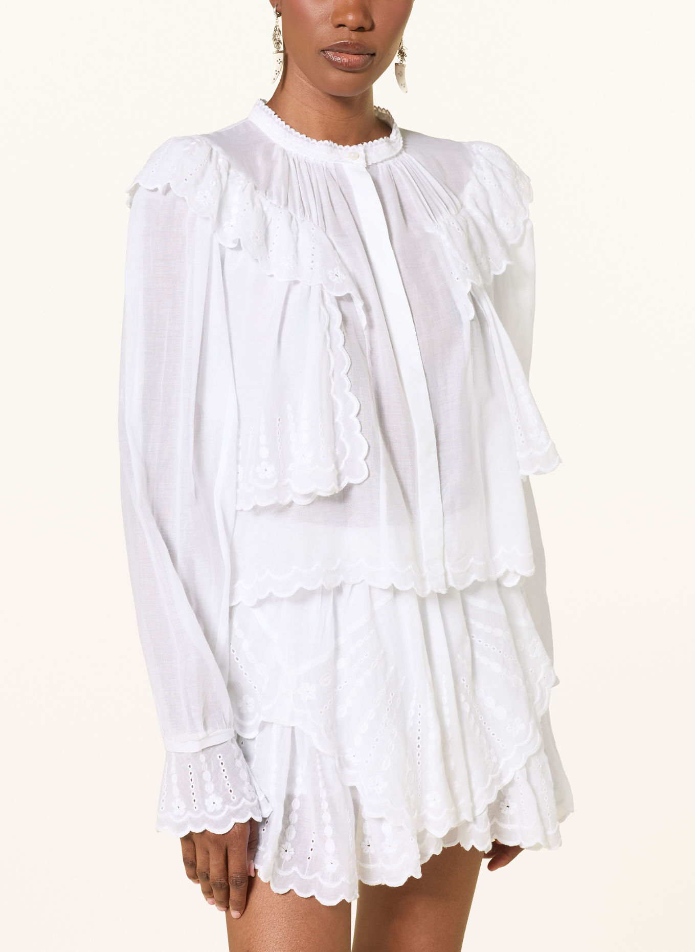 MARANT ÉTOILE Bluse KELMON mt Lochspitze und Rüschen: WEISS