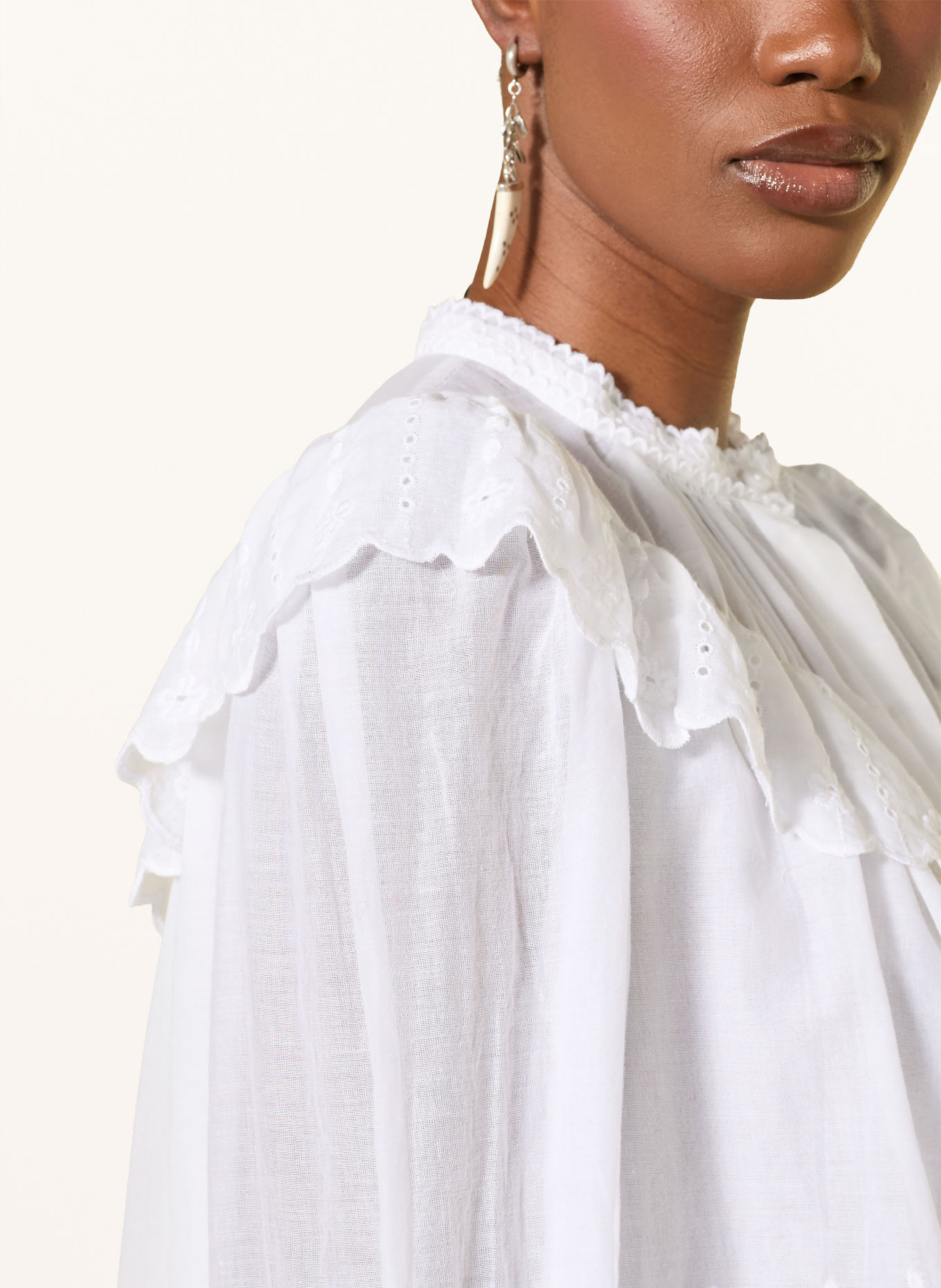MARANT ÉTOILE Bluse KELMON mt Lochspitze und Rüschen: WEISS