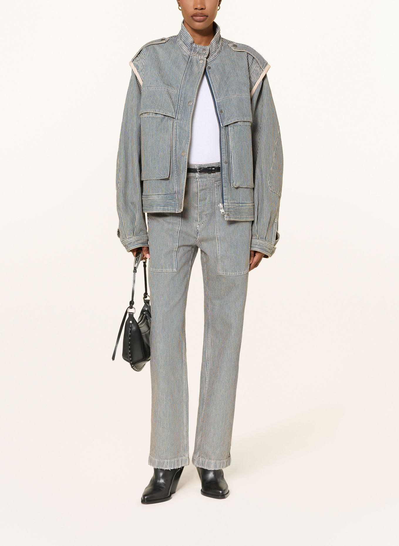 MARANT ÉTOILE EDANY Denim Jacket: DARK BLUE / BEIGE