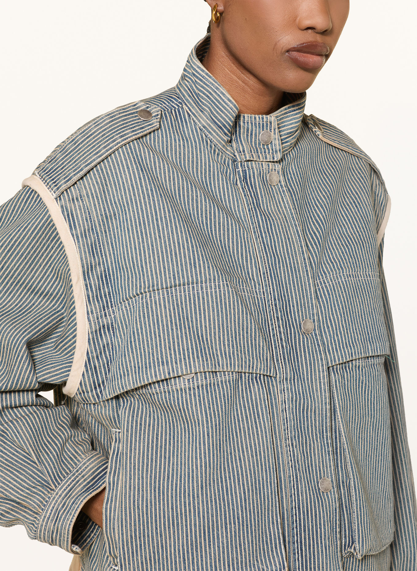MARANT ÉTOILE EDANY Denim Jacket: DARK BLUE / BEIGE