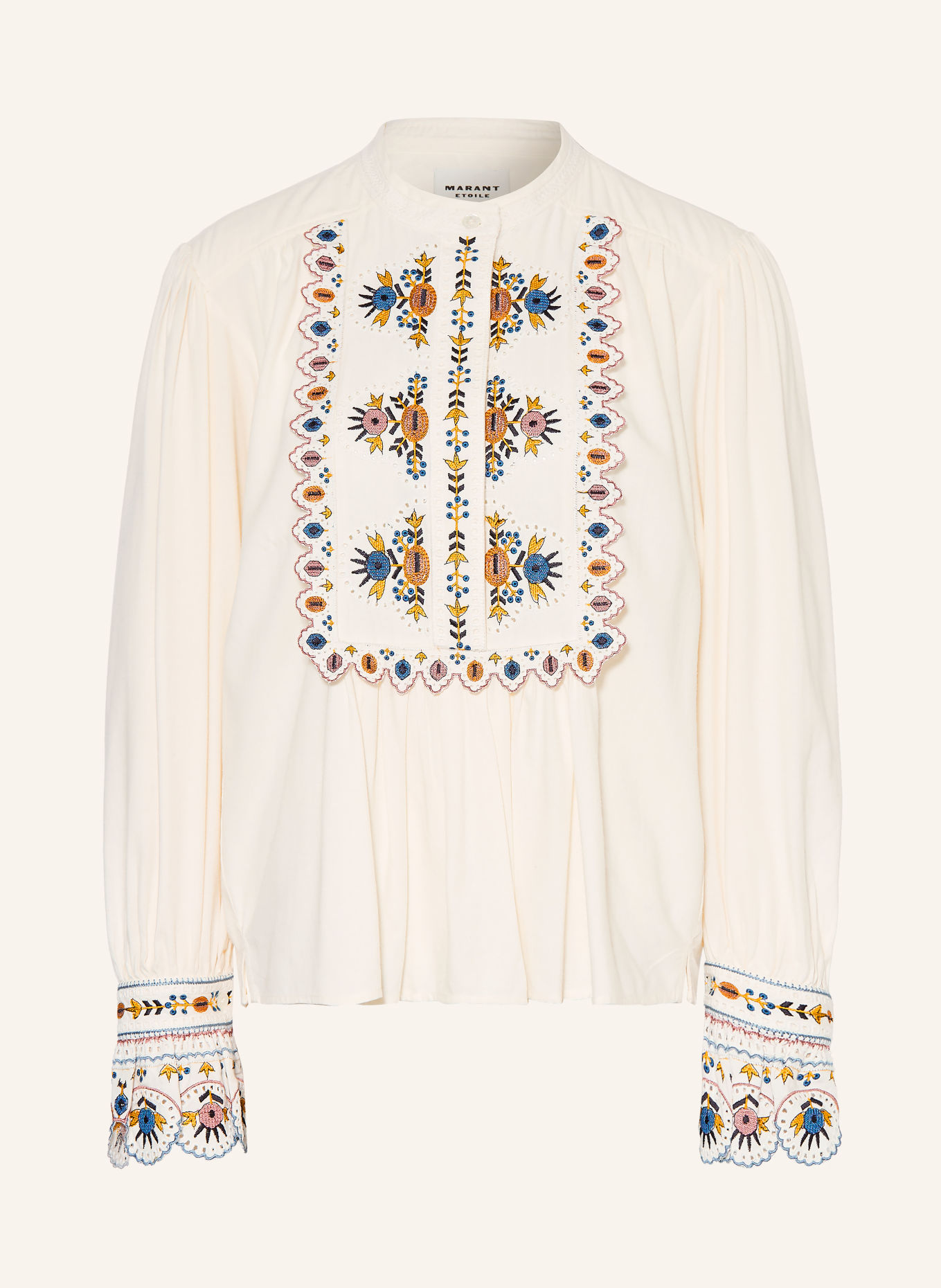 MARANT ÉTOILE Blusenshirt MONIQUE mit Lochspitze: ECRU / ALTROSA / BLAU