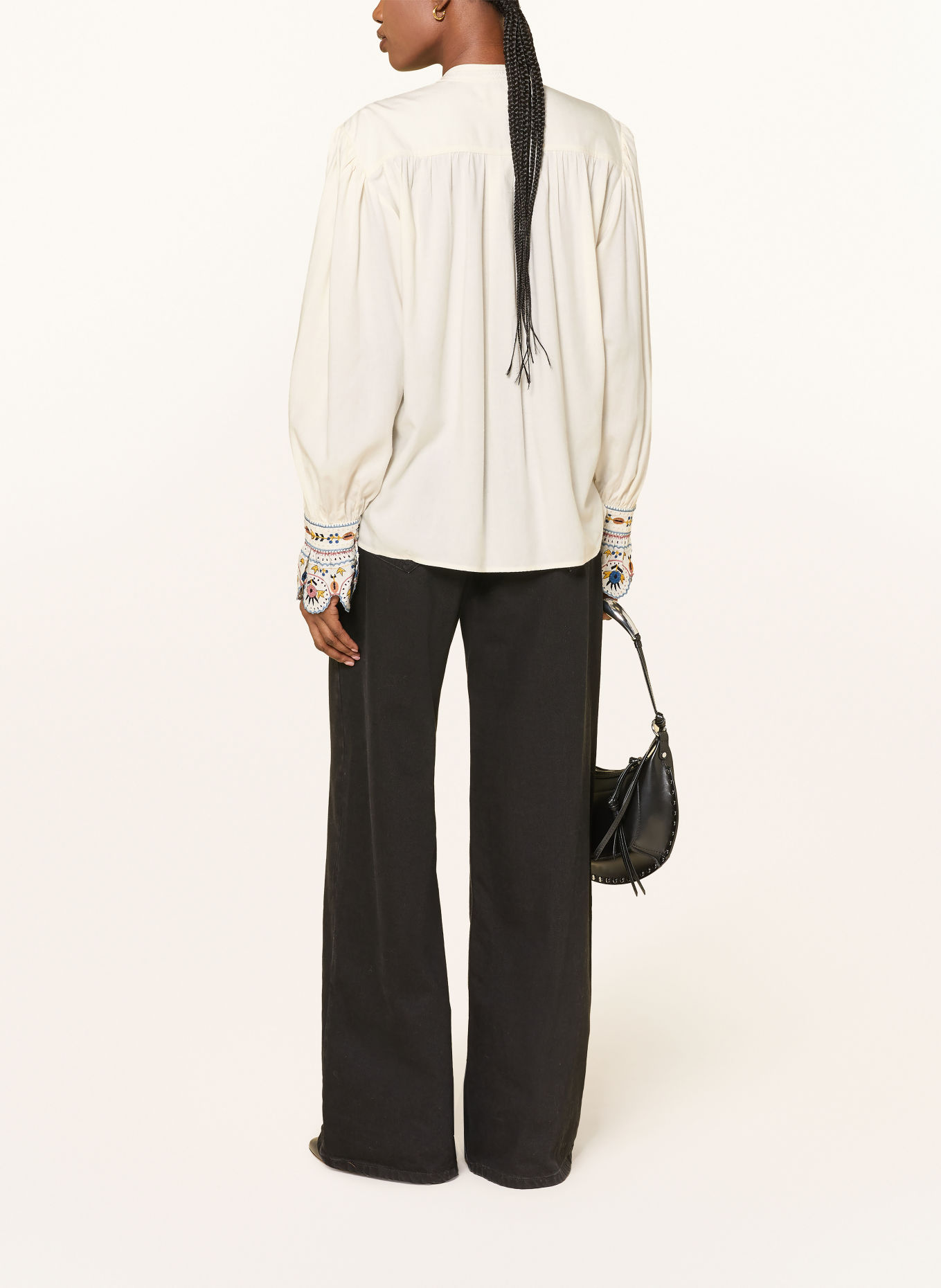 MARANT ÉTOILE Blusenshirt MONIQUE mit Lochspitze: ECRU / ALTROSA / BLAU