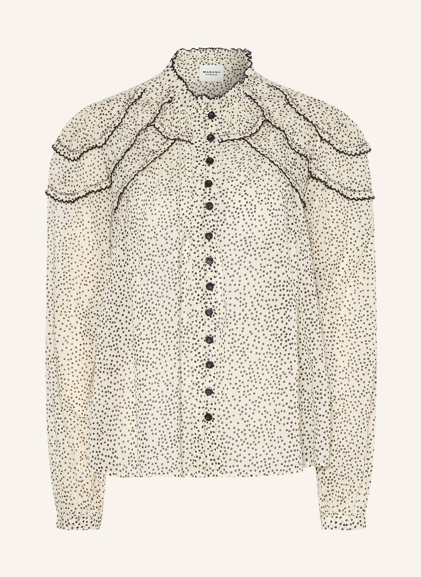 MARANT ÉTOILE Bluse CHRISTA mit Rüschen: ECRU / SCHWARZ