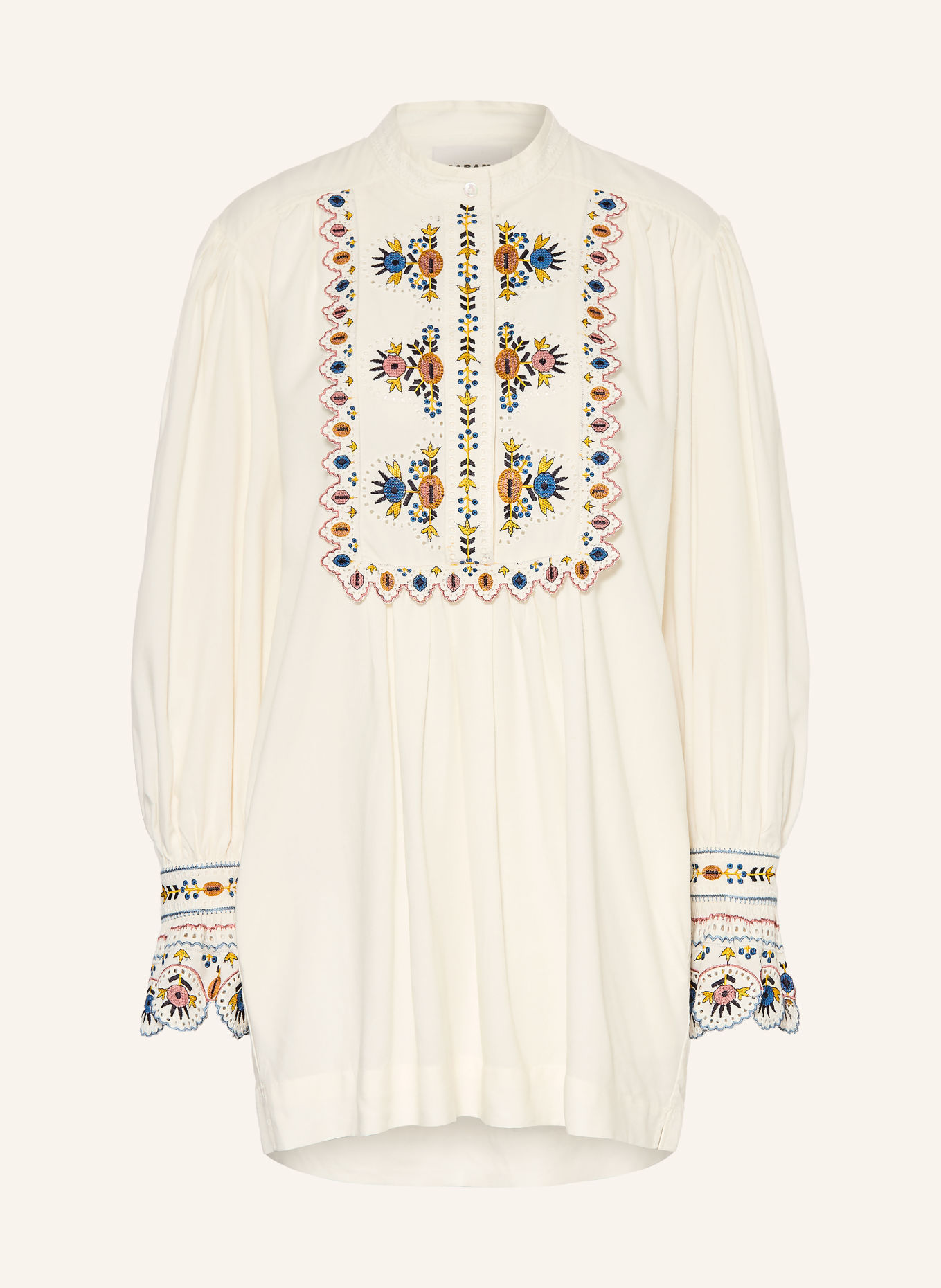 MARANT ÉTOILE MERVA Dress with Openwork Lace: ECRU / DUSKY PINK / BLUE