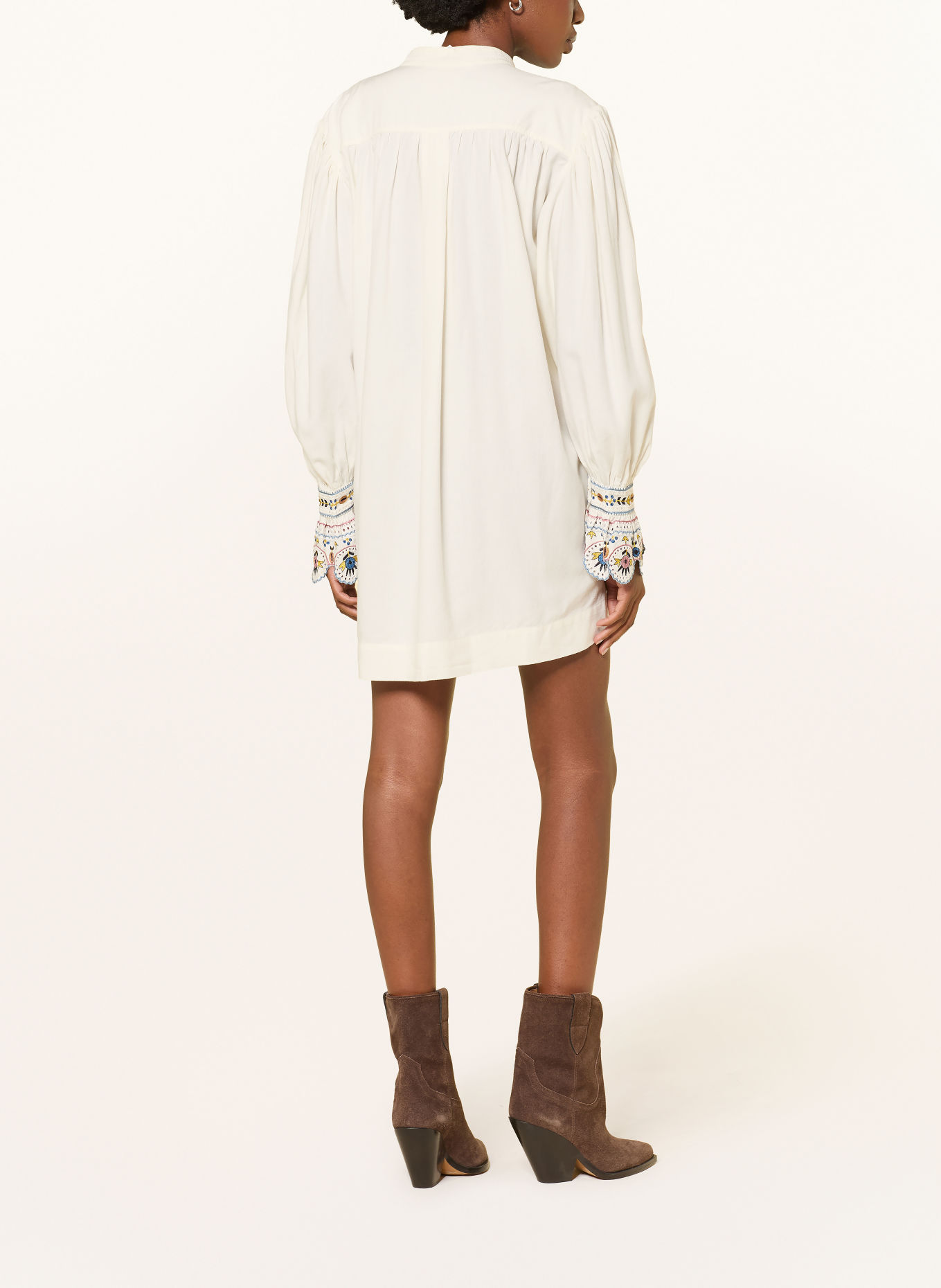MARANT ÉTOILE MERVA Dress with Openwork Lace: ECRU / DUSKY PINK / BLUE