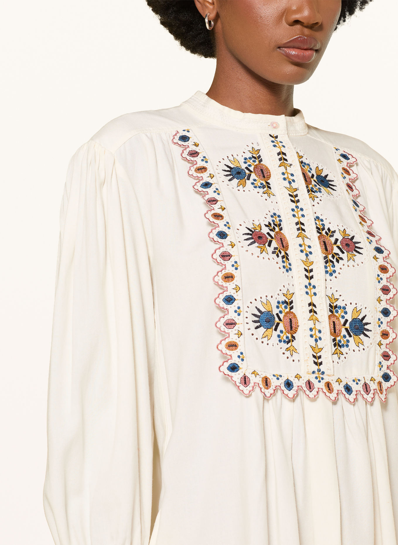 MARANT ÉTOILE MERVA Dress with Openwork Lace: ECRU / DUSKY PINK / BLUE