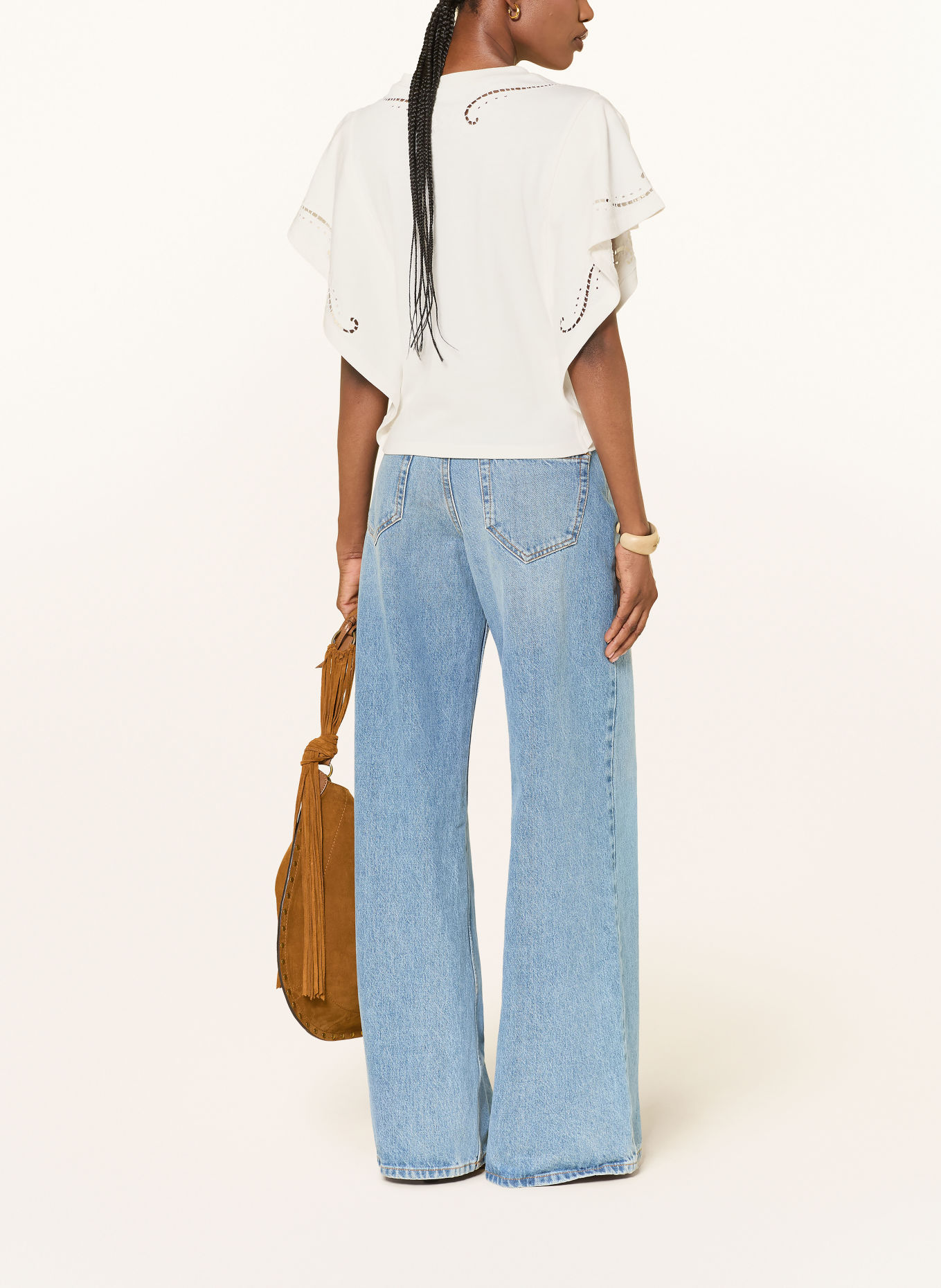 MARANT ÉTOILE EOLINE Shirt blouse with Openwork Lace: WHITE