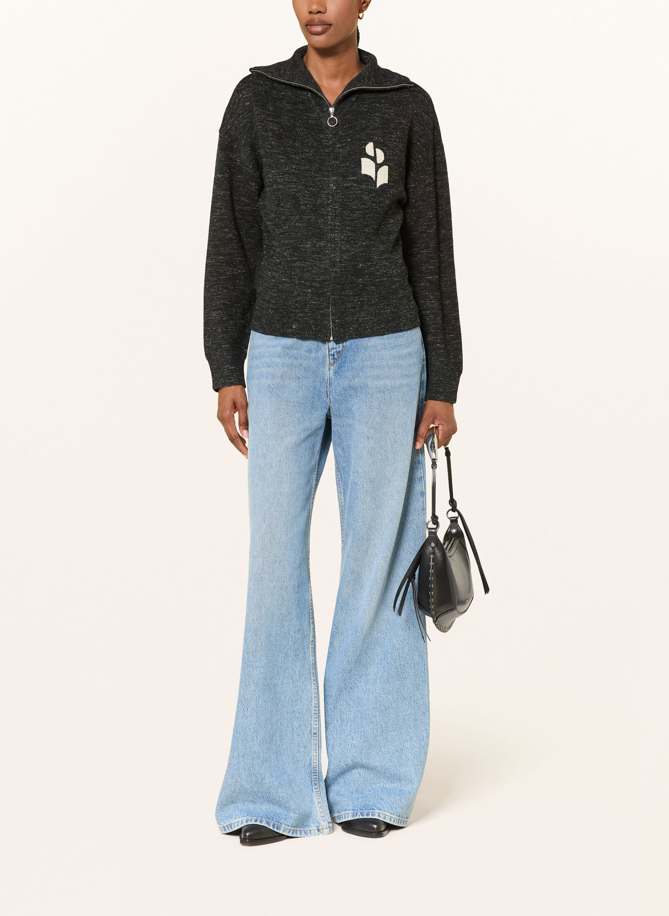 MARANT ÉTOILE KOXY Cardigan: BLACK / ECRU