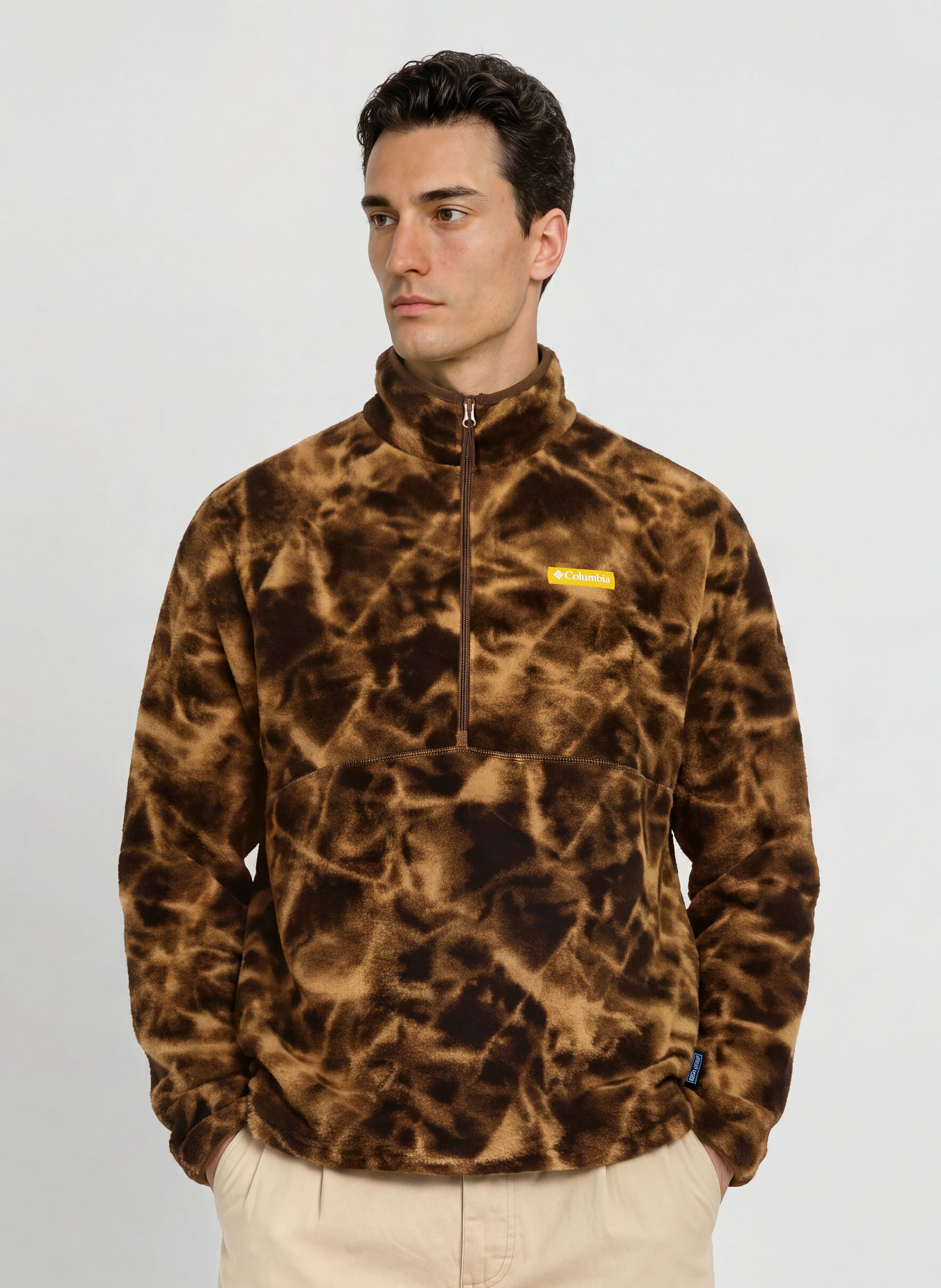 Columbia Pull col zippé en polaire TIMBER CREST™: MARRON / MARRON FONCÉ / BEIGE