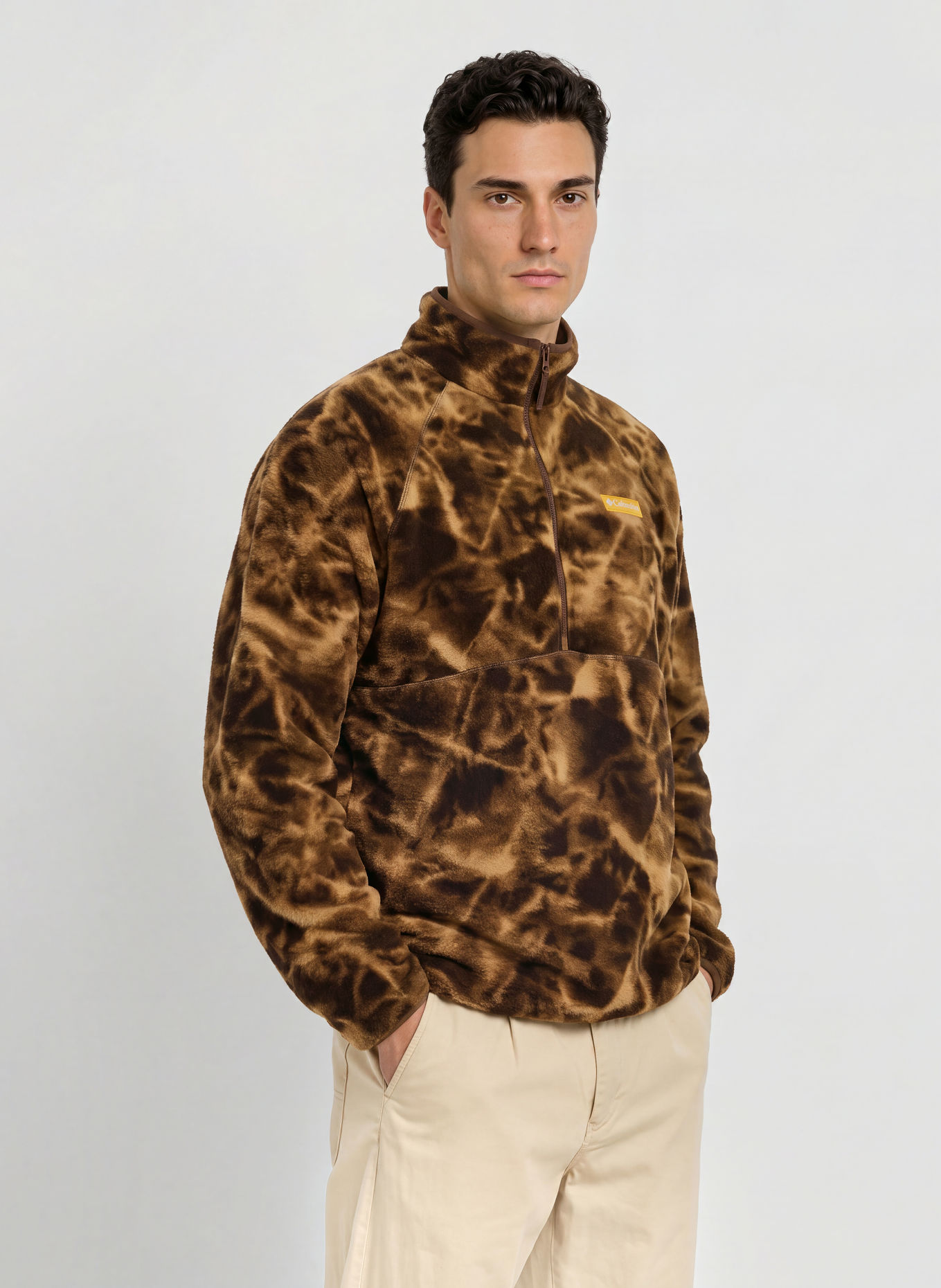 Columbia Pull col zippé en polaire TIMBER CREST™: MARRON / MARRON FONCÉ / BEIGE