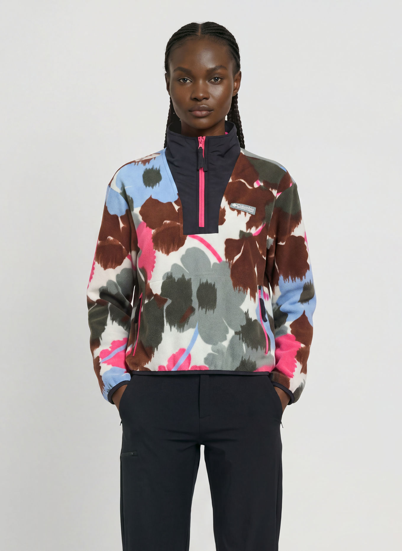 Columbia Sweter typu troyer z polaru SEQUOIA GROVE™ II: JASNONIEBIESKI / MOCNORÓŻOWY / CIEMNOZIELONY