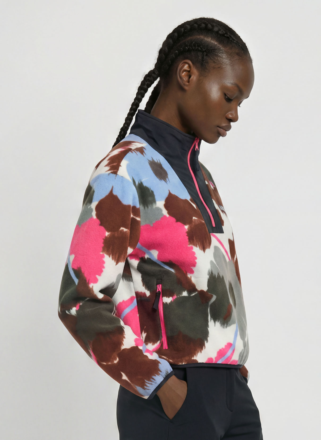 Columbia Sweter typu troyer z polaru SEQUOIA GROVE™ II: JASNONIEBIESKI / MOCNORÓŻOWY / CIEMNOZIELONY