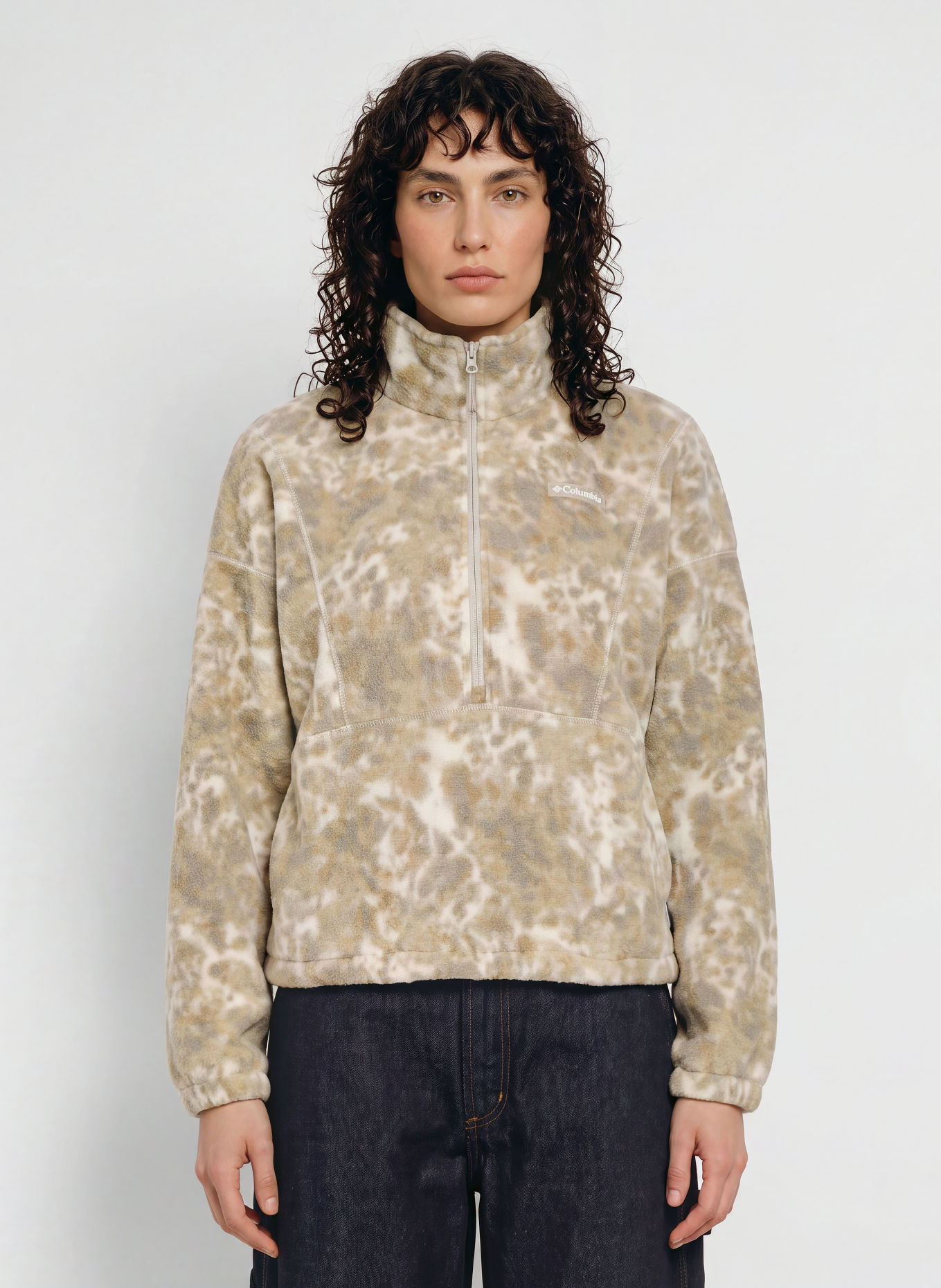 Columbia TIMBER MEADOW MTR Anorak Jacket: BEIGE / GRAY / WHITE