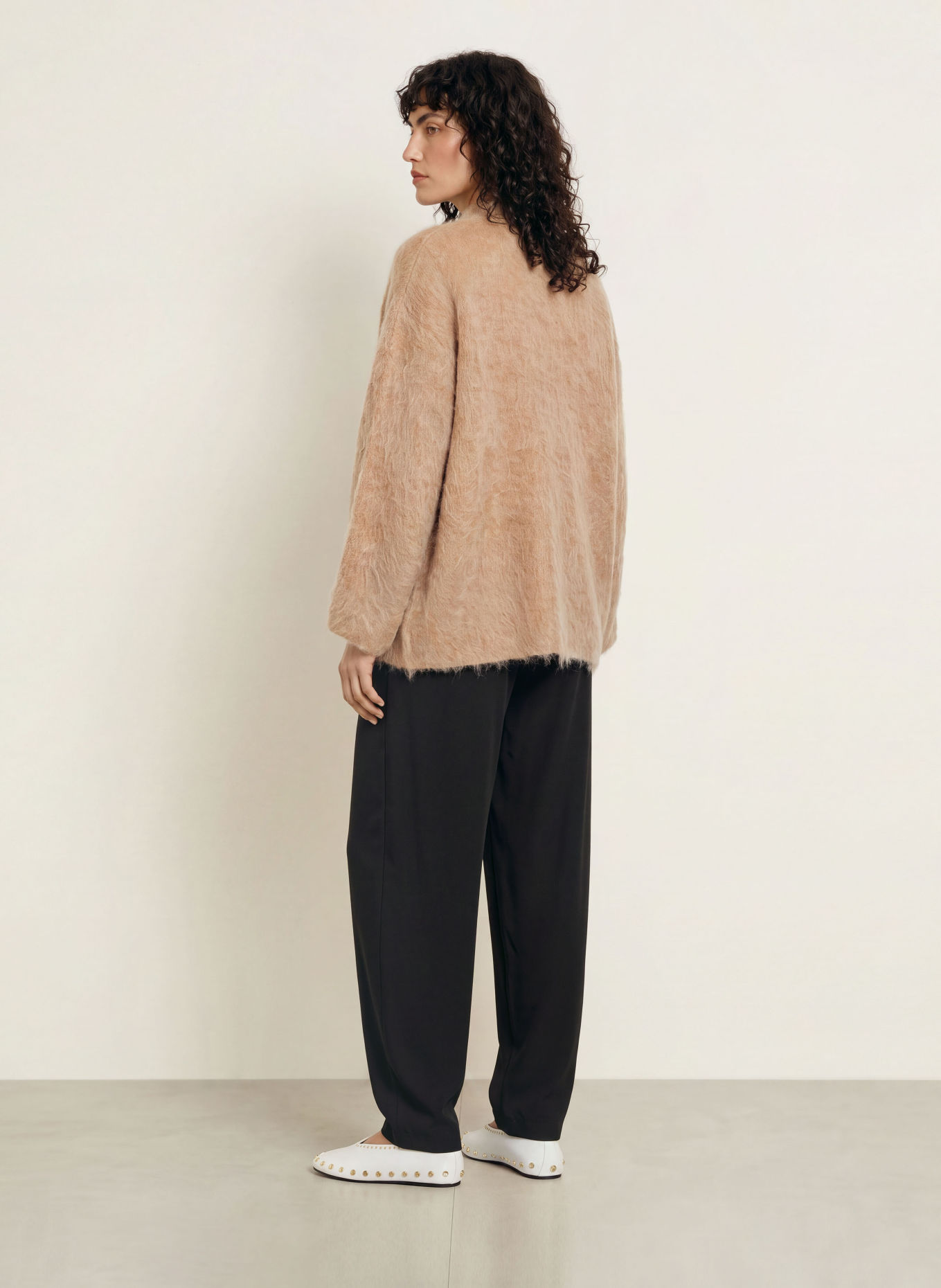 MRS & HUGS Vest met strik en mohair: BEIGE