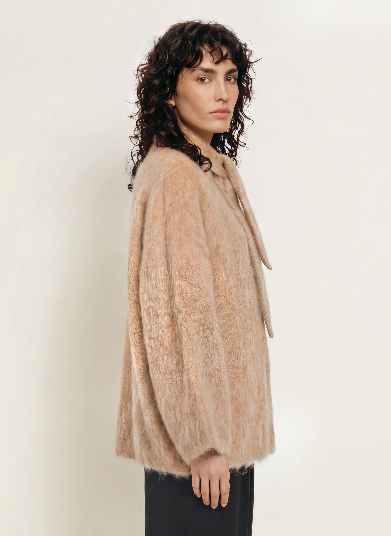 MRS & HUGS Vest met strik en mohair: BEIGE