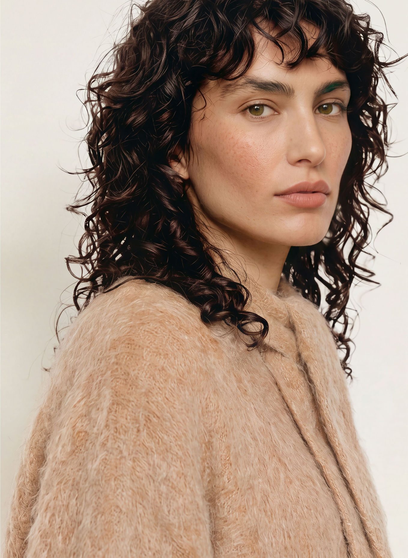 MRS & HUGS Vest met strik en mohair: BEIGE