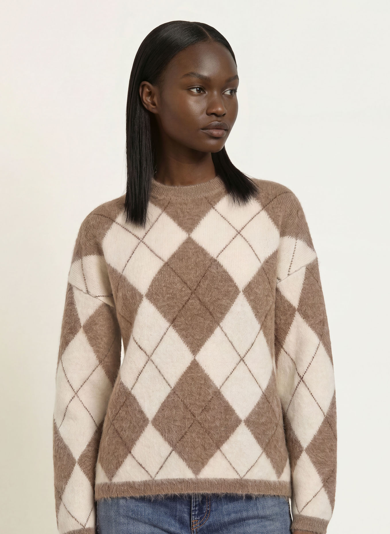 MRS & HUGS Pullover: TAUPE / BRAUN / CREME