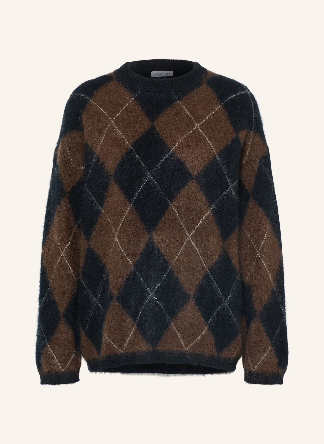 MRS & HUGS Sweater: DARK BROWN / ECRU / BLACK