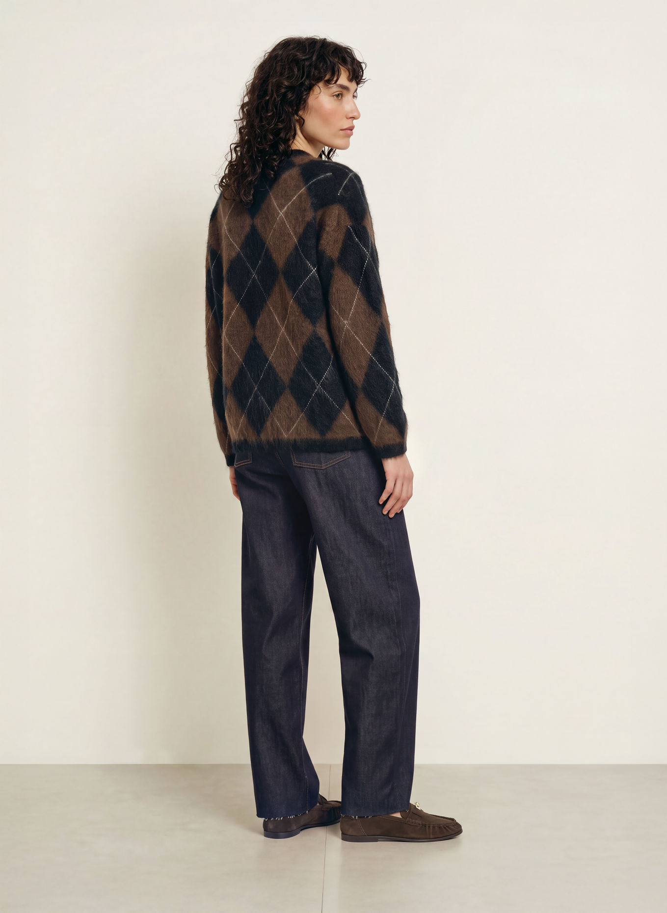 MRS & HUGS Sweater: DARK BROWN / ECRU / BLACK