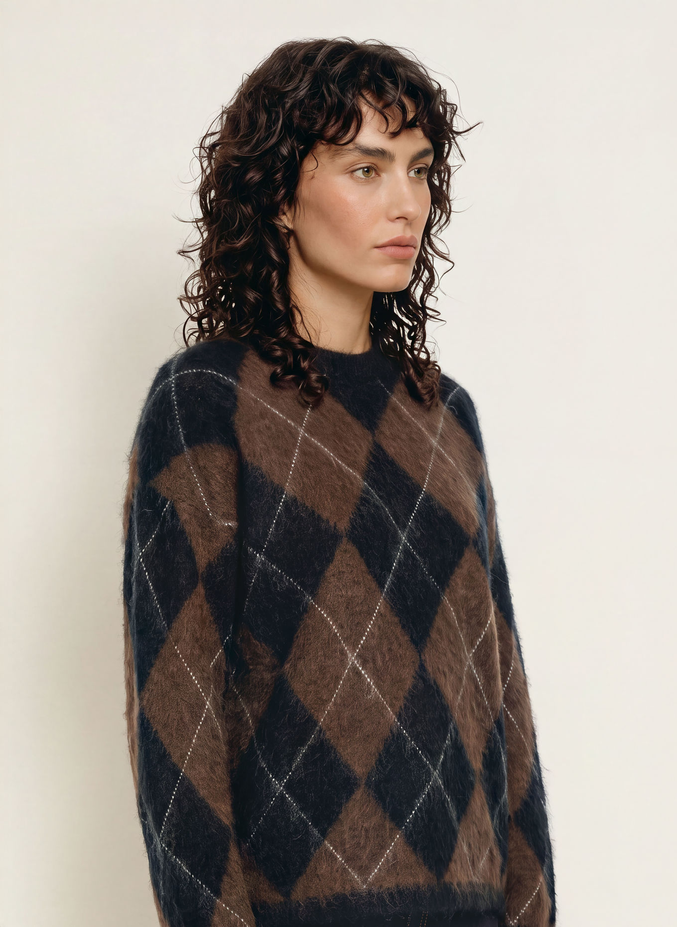 MRS & HUGS Sweater: DARK BROWN / ECRU / BLACK