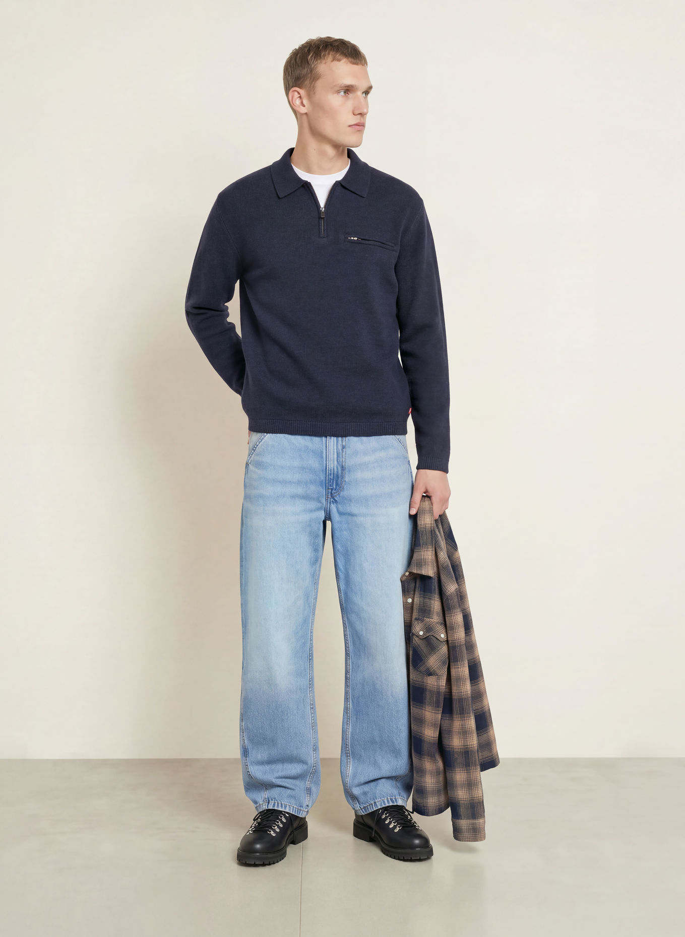 Levi's® Gebreid poloshirt met relaxte pasvorm: DONKERBLAUW