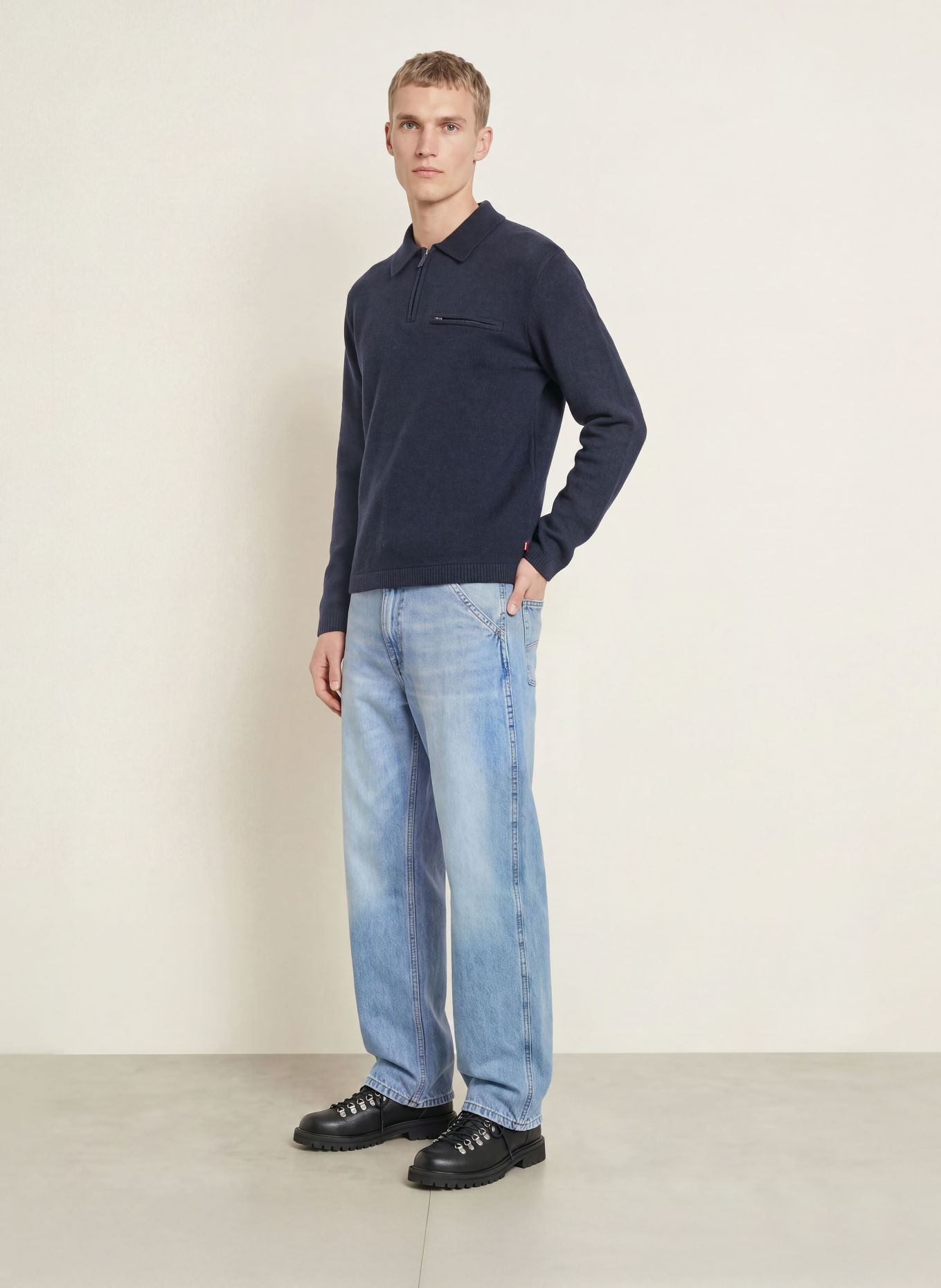 Levi's® Gebreid poloshirt met relaxte pasvorm: DONKERBLAUW