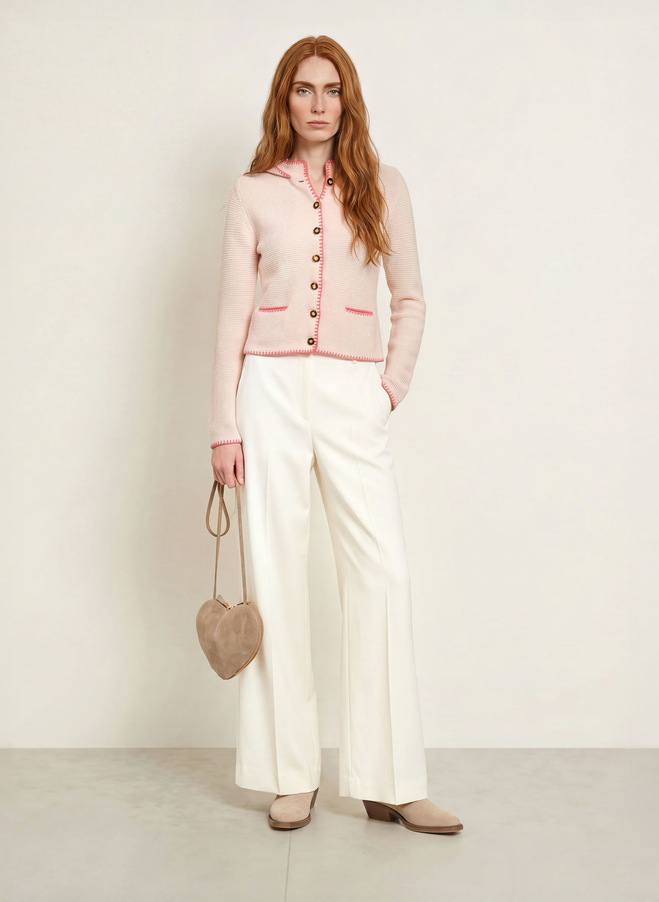 Johann & Johanna Strickjacke: CREME / ROSA