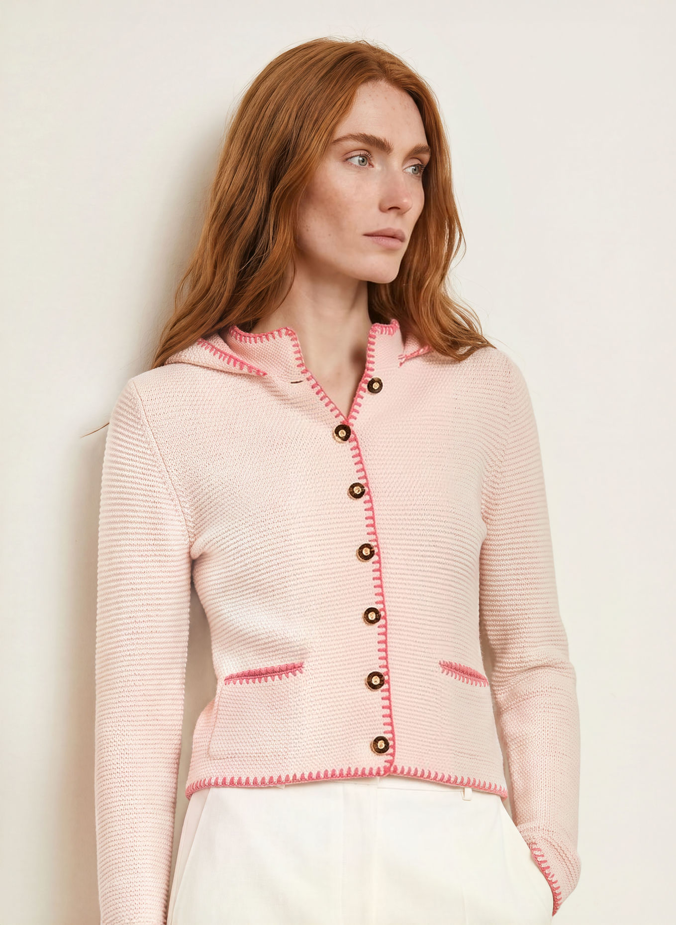Johann & Johanna Strickjacke: CREME / ROSA