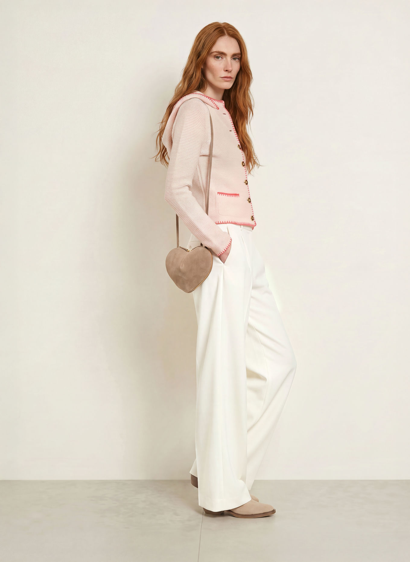 Johann & Johanna Strickjacke: CREME / ROSA