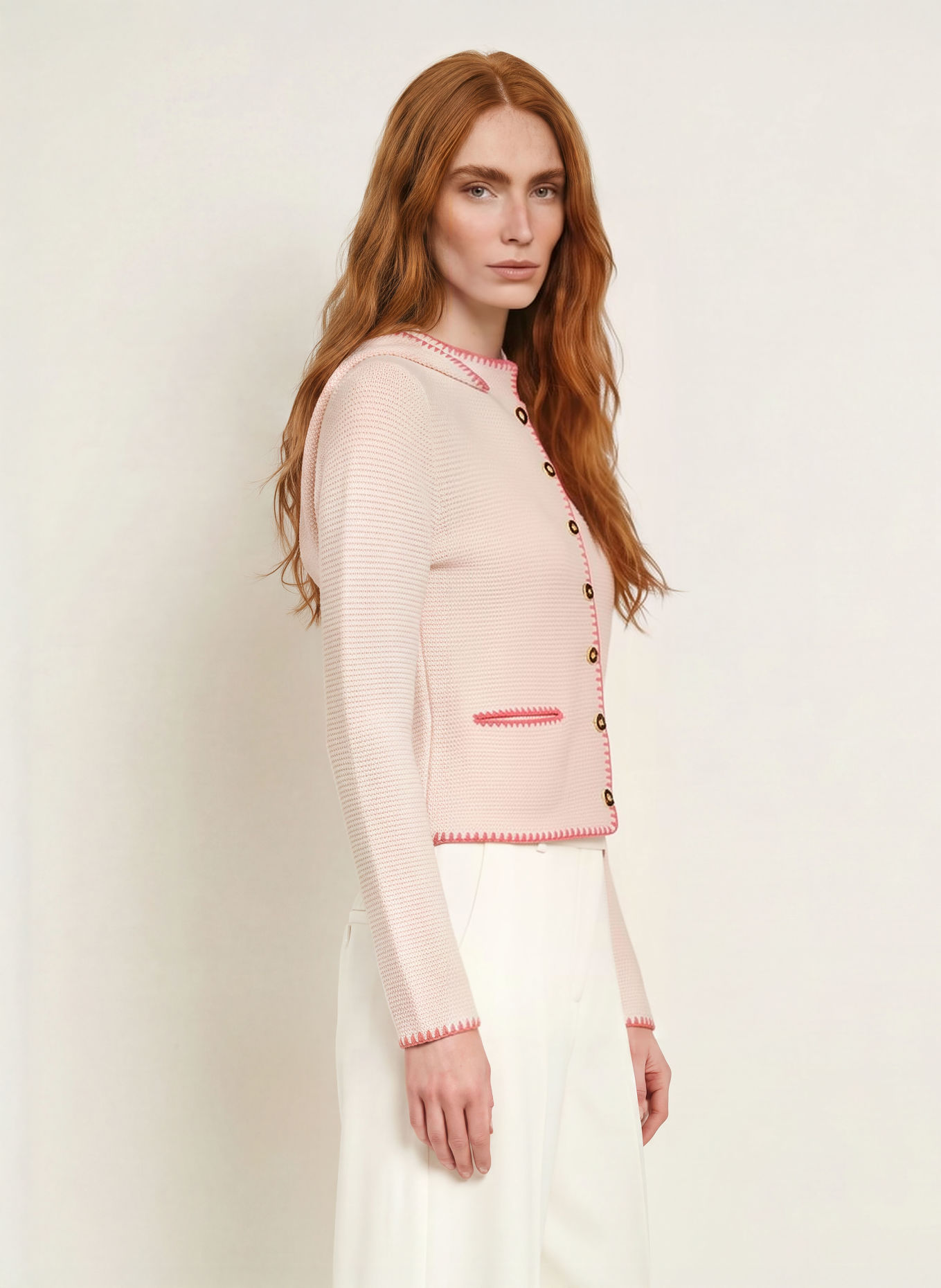 Johann & Johanna Strickjacke: CREME / ROSA