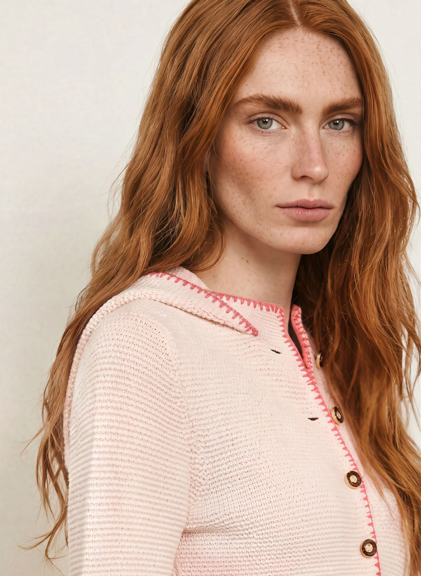 Johann & Johanna Strickjacke: CREME / ROSA
