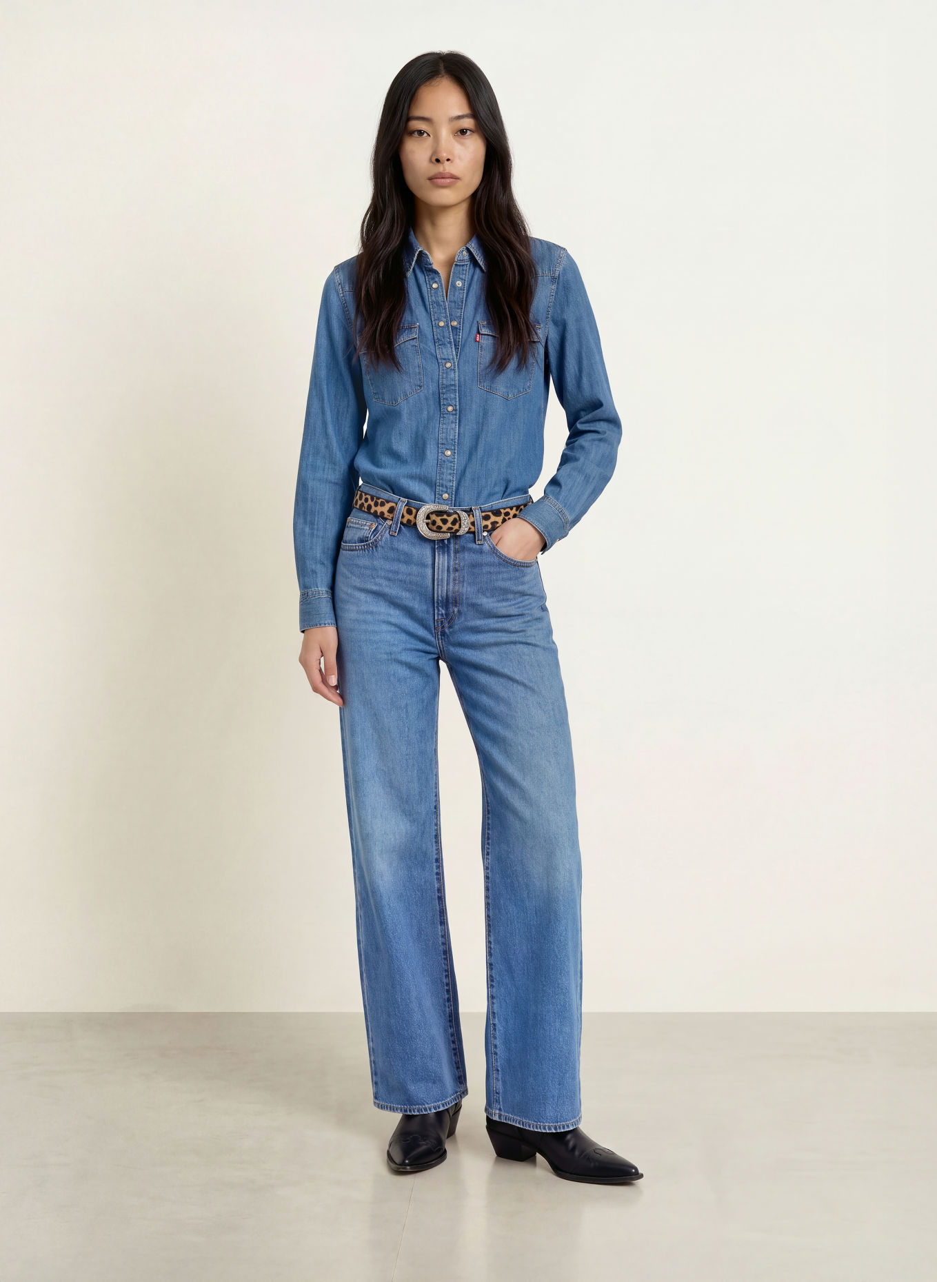 Levi's® Jeansy wide leg RIBCAGE: 94 Dark Indigo - Worn In