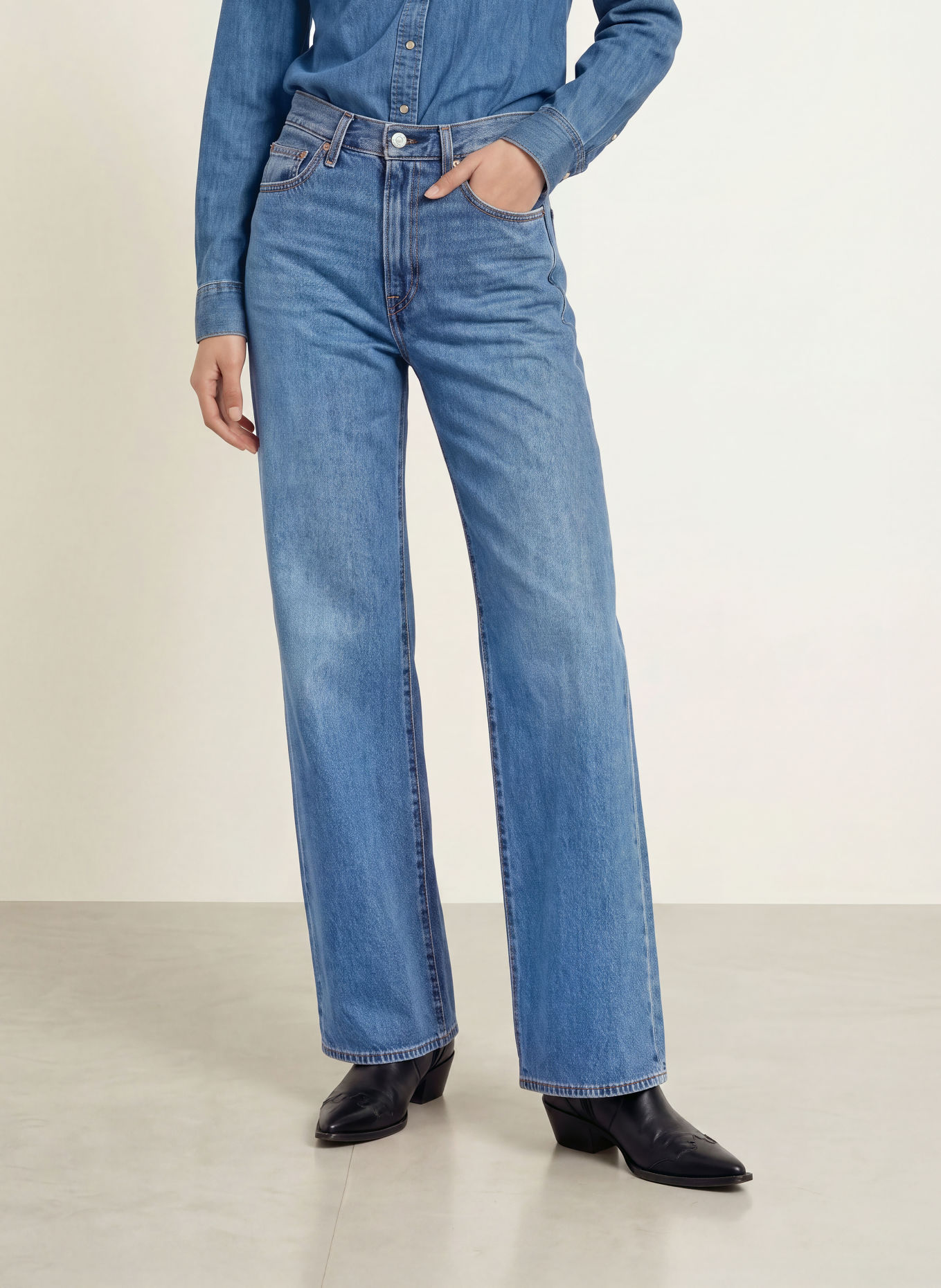Levi's® Jeansy wide leg RIBCAGE: 94 Dark Indigo - Worn In