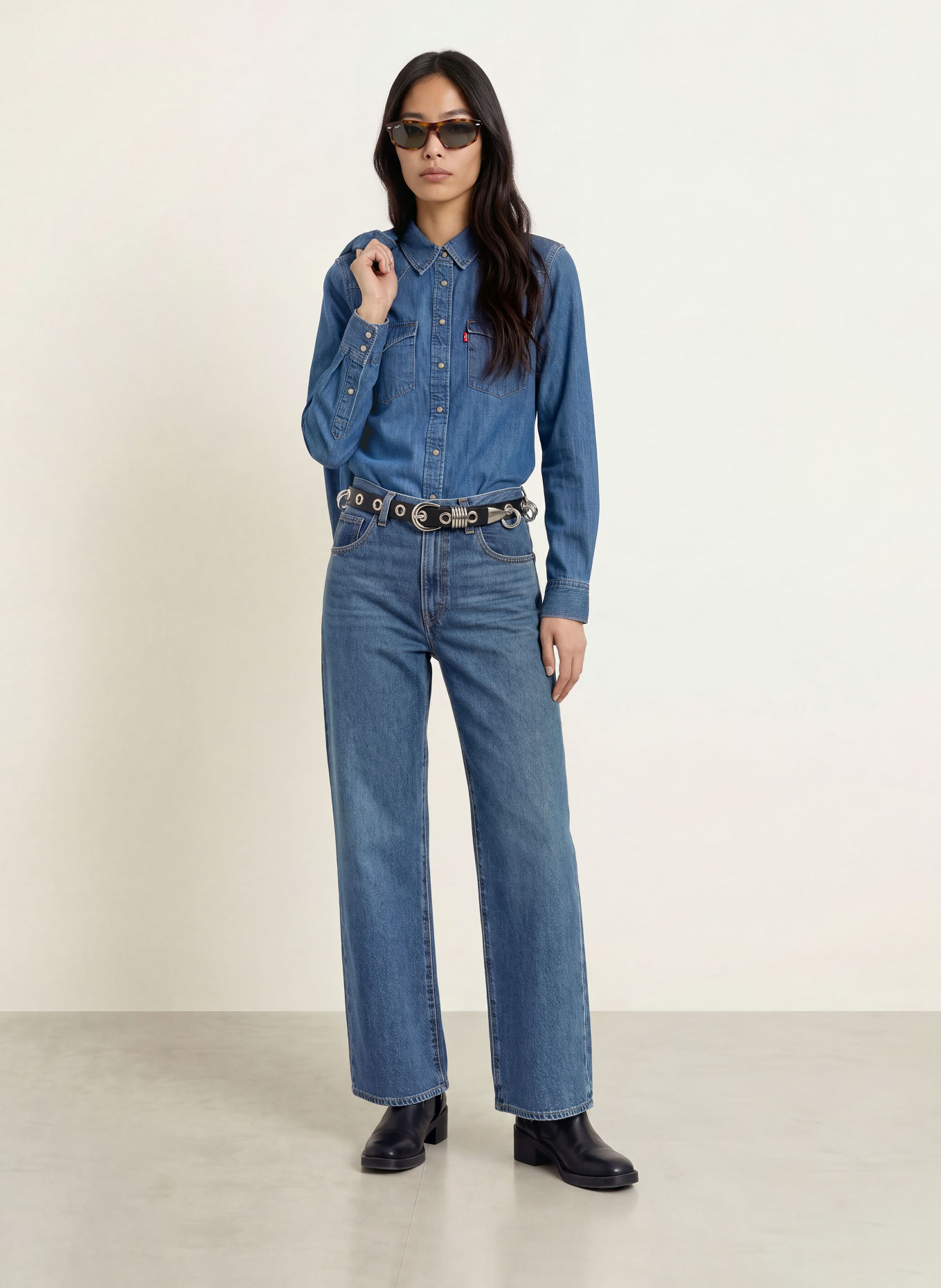 Levi's® Jean wide leg CINCH: 01 Med Indigo - Worn In