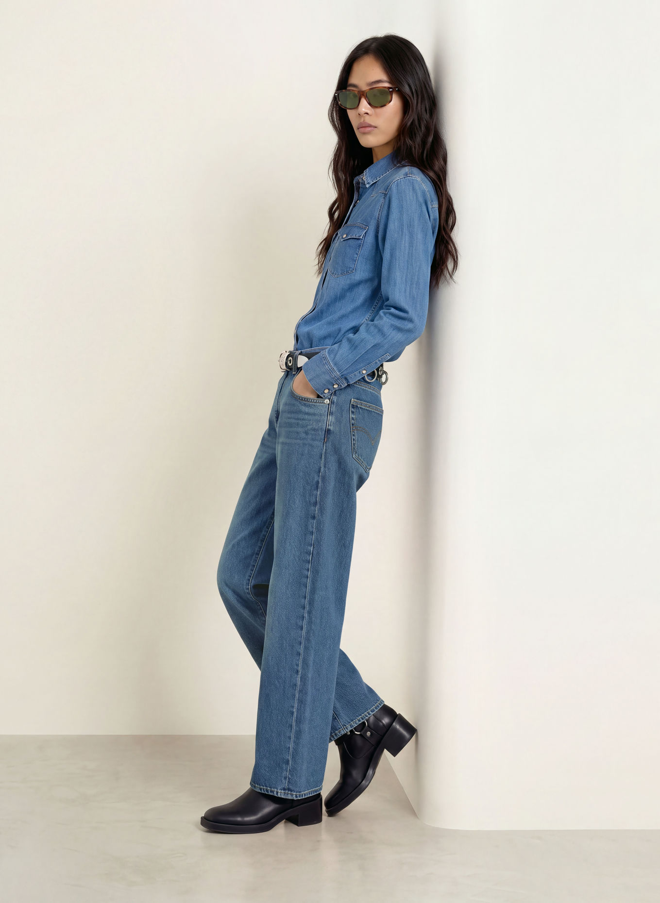 Levi's® Jean wide leg CINCH: 01 Med Indigo - Worn In