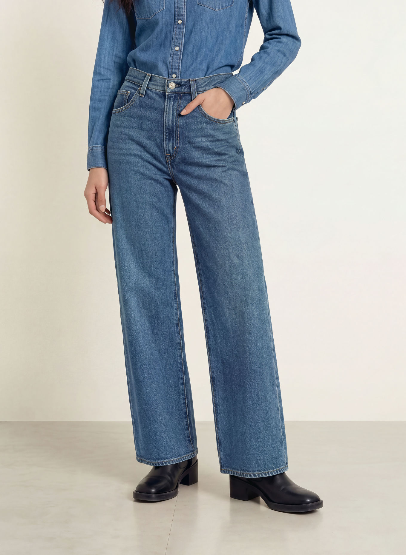 Levi's® Jean wide leg CINCH: 01 Med Indigo - Worn In