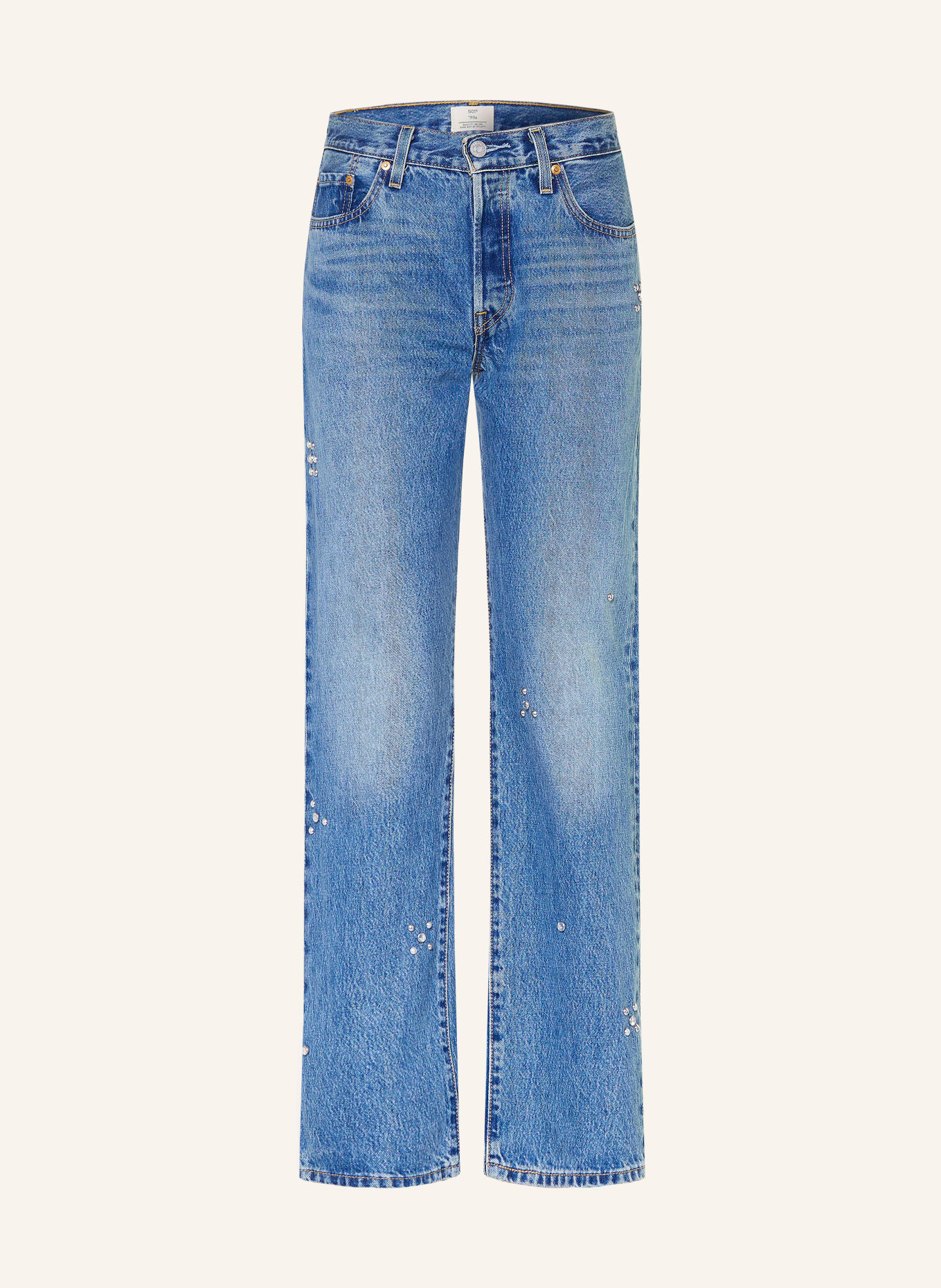Levi's® Straight Jeans 501® ’90S mit Schmucksteinen: 46 Med Indigo - Worn In