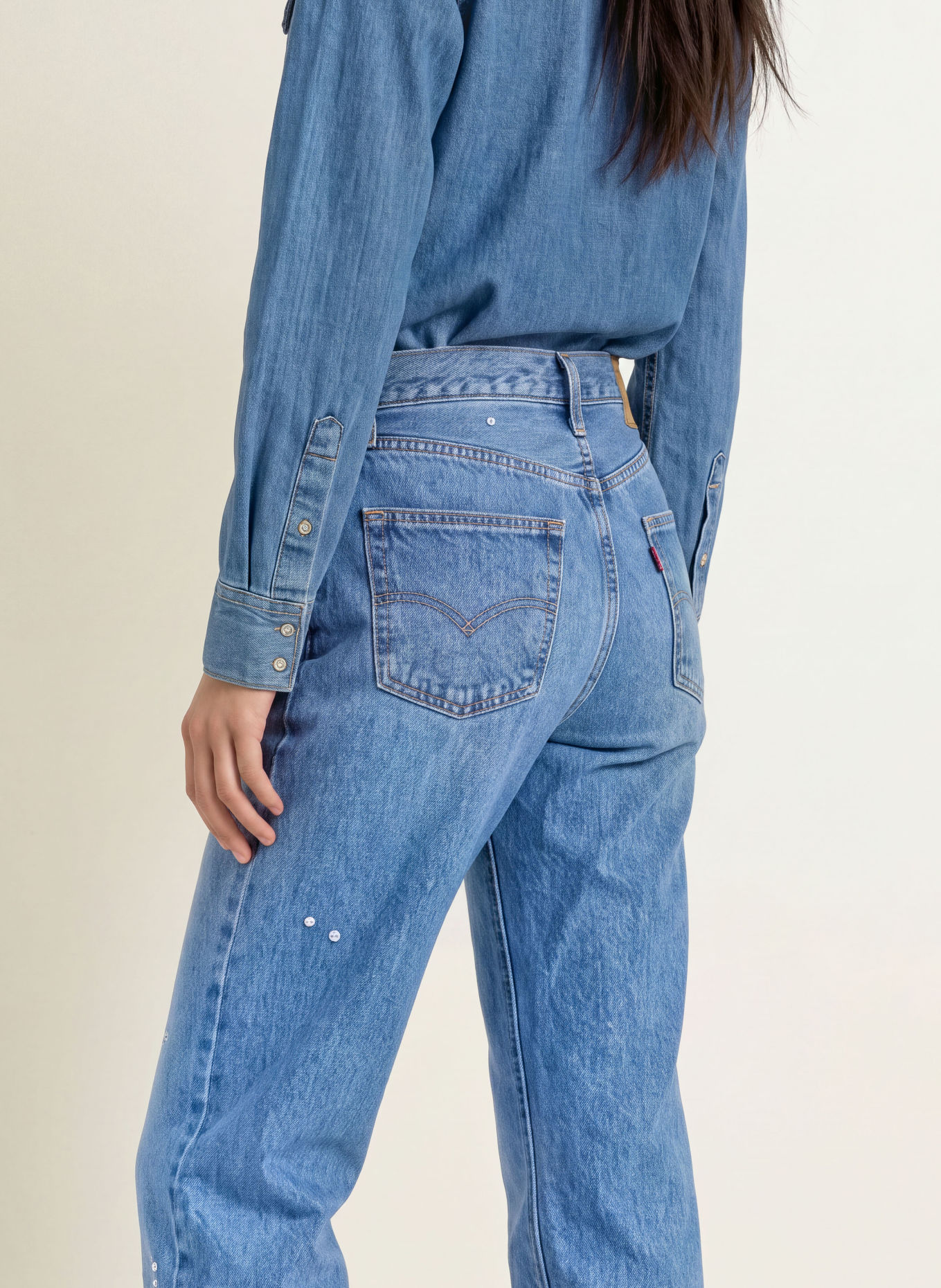Levi's® Straight Jeans 501® ’90S mit Schmucksteinen: 46 Med Indigo - Worn In