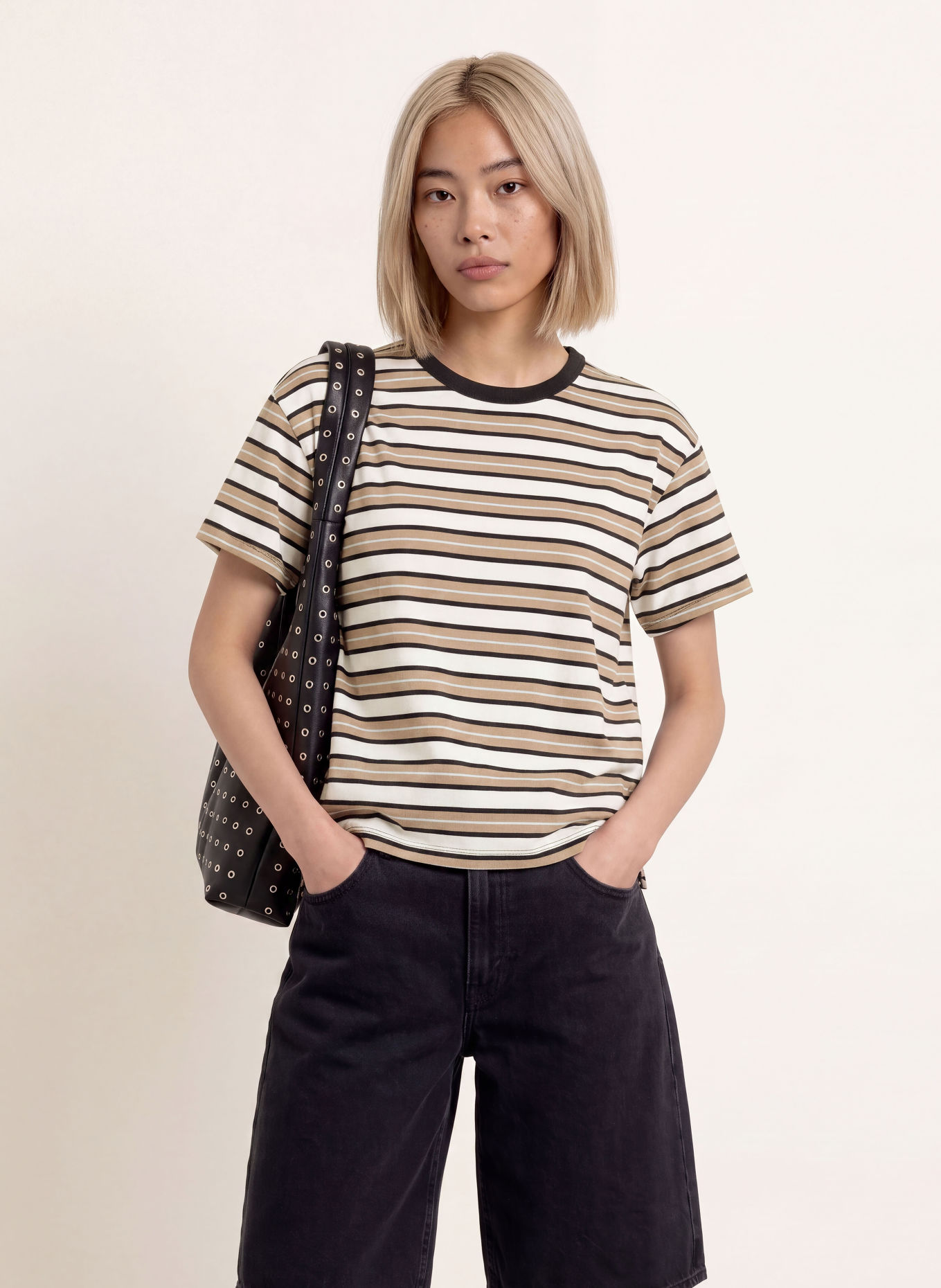 Levi's® T-Shirt LILLIAN: CREME / TAUPE / SCHWARZ