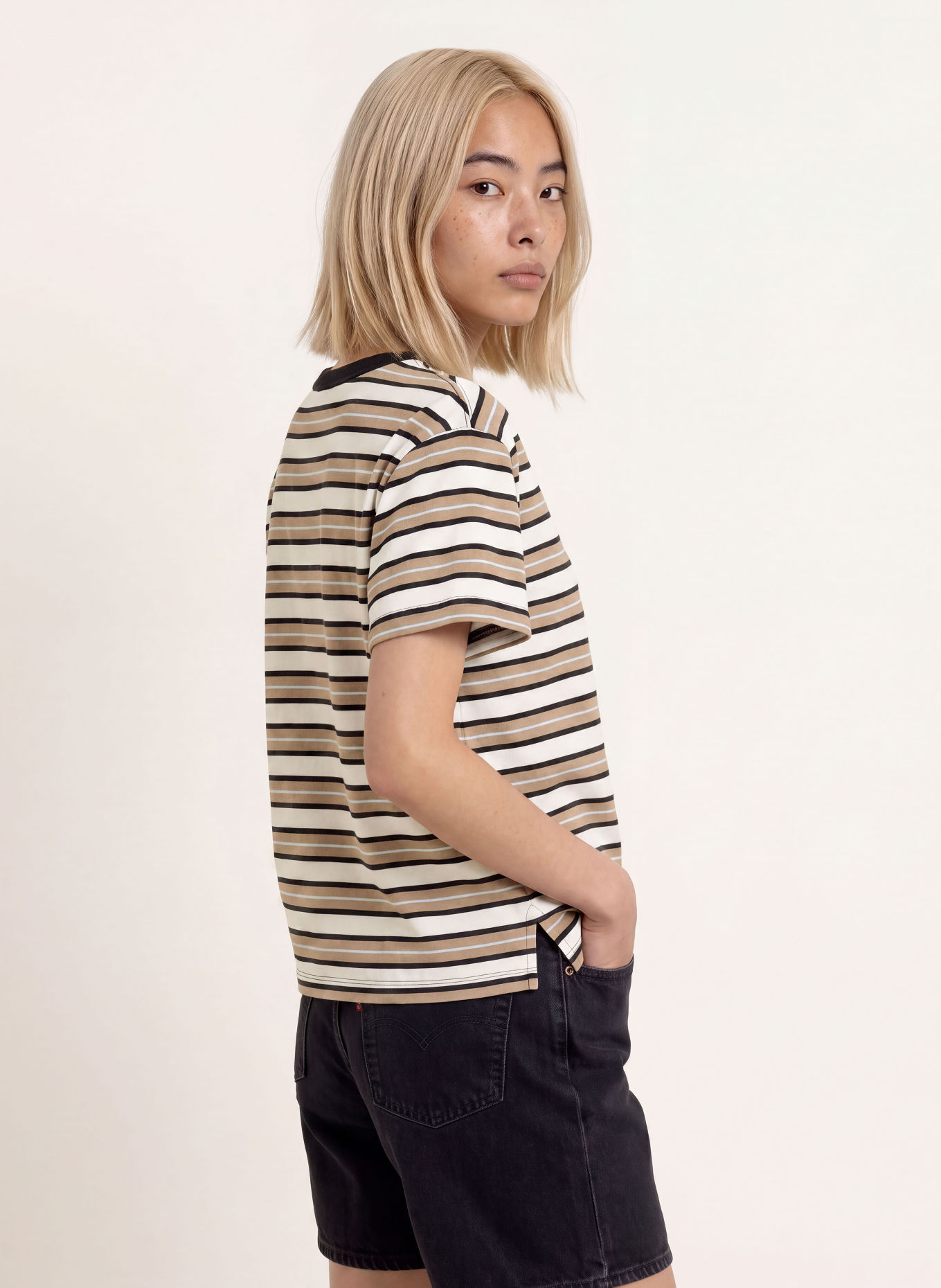 Levi's® T-Shirt LILLIAN: CREME / TAUPE / SCHWARZ