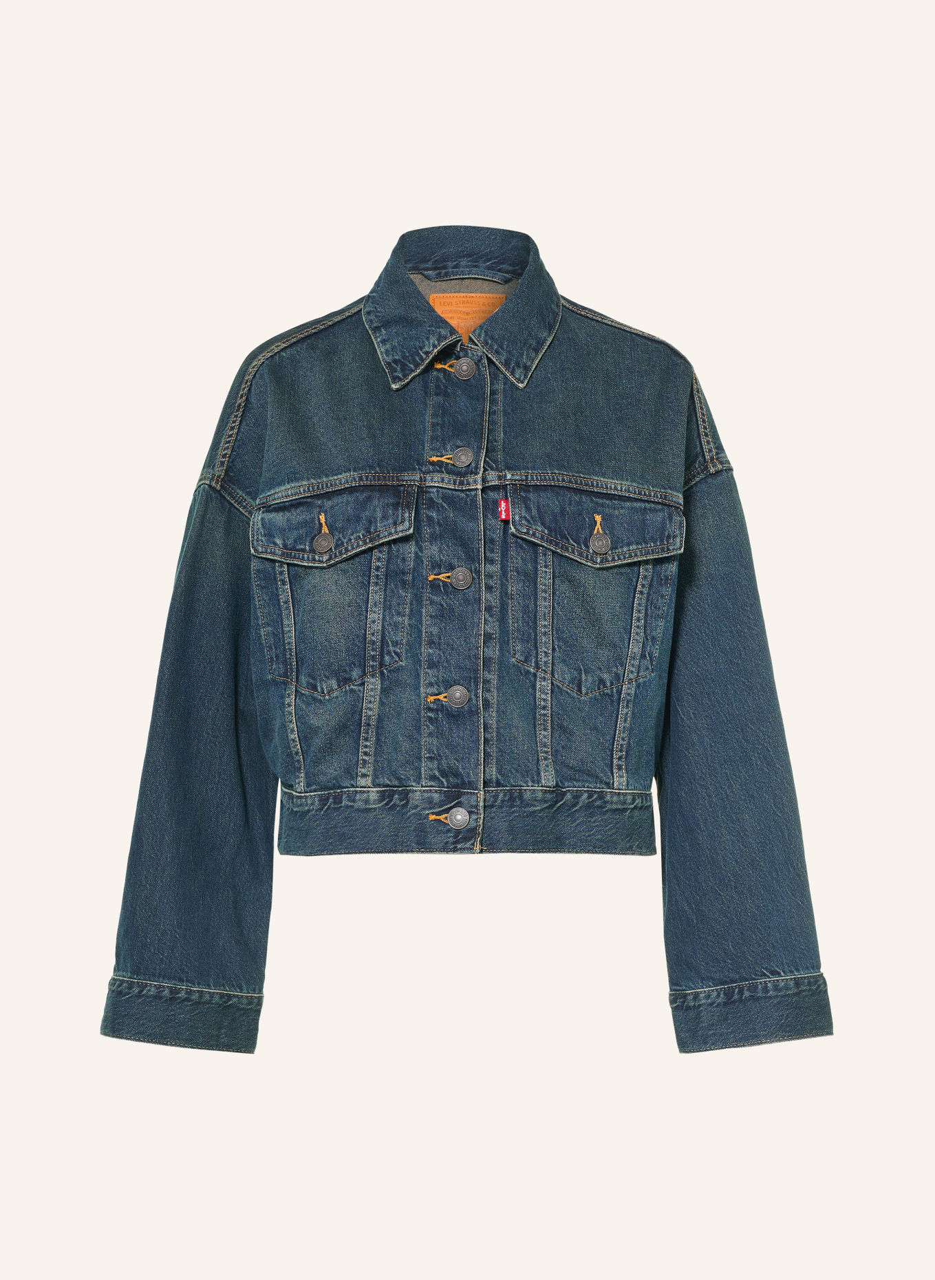 Levi's® Spijkerjasje LOOSE CROP TRUCKER: 07 Dark Indigo - Worn In