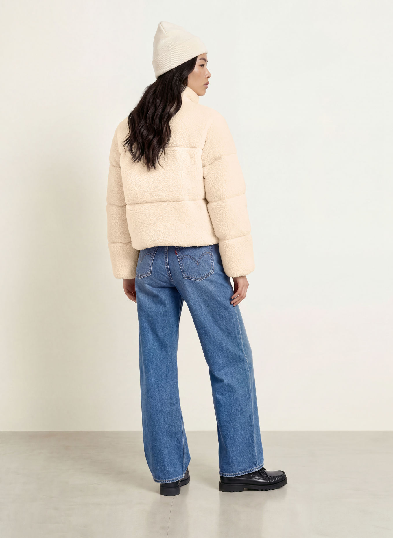 Levi's® BRYNN Quilted Jacket with Teddy Fur: CREAM