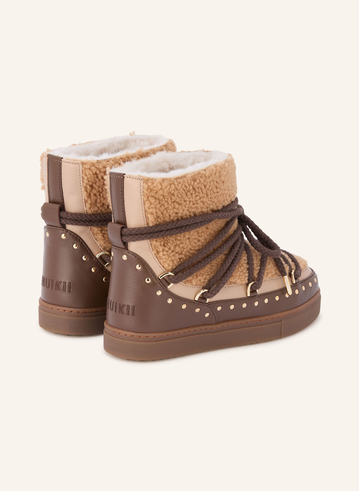 INUIKII Boots CURLY ROCK met studs: LICHTBRUIN / BRUIN