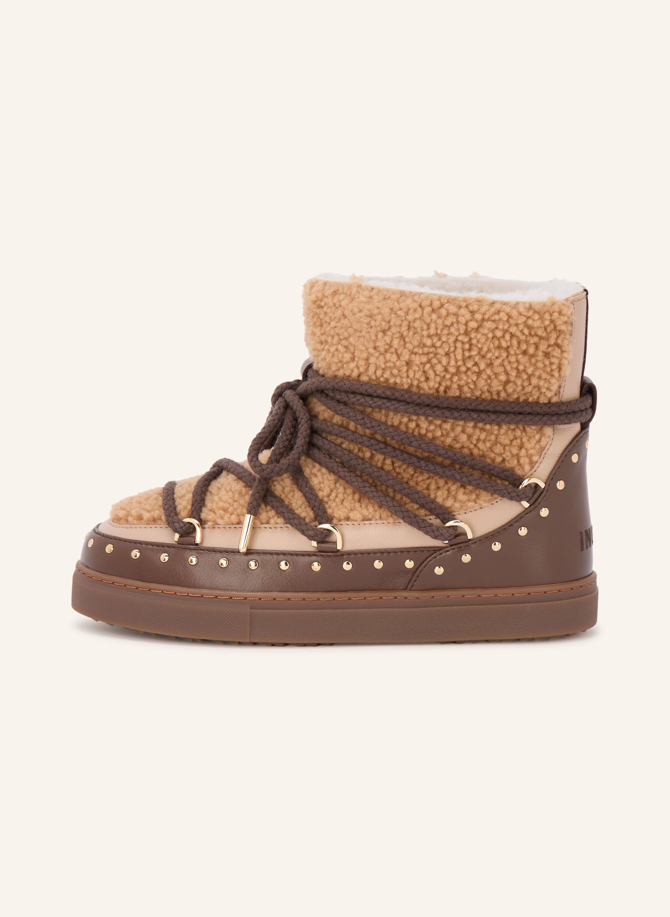 INUIKII Boots CURLY ROCK met studs: LICHTBRUIN / BRUIN