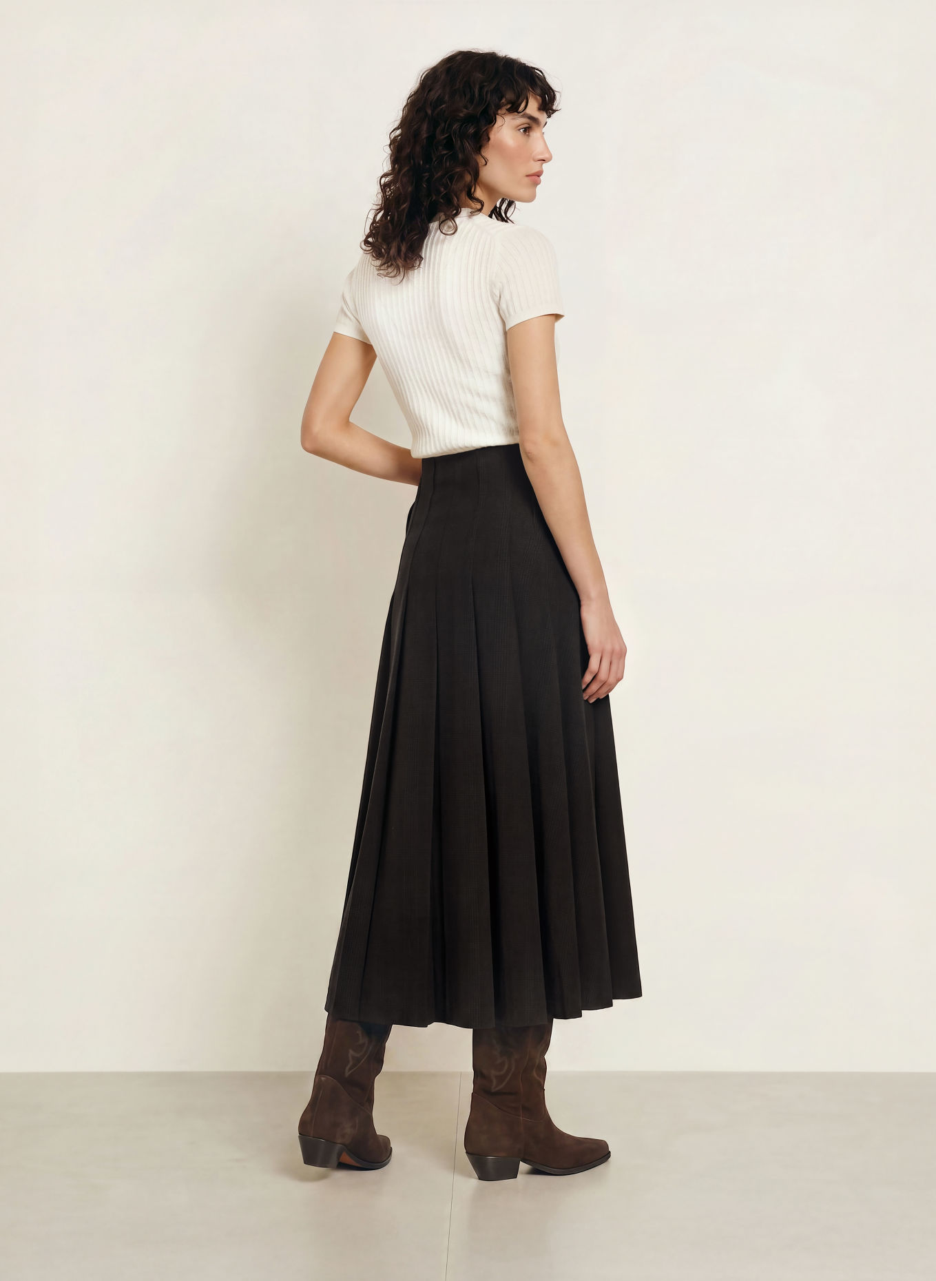MRS & HUGS Plooirok: MARRON FONCÉ / ZWART