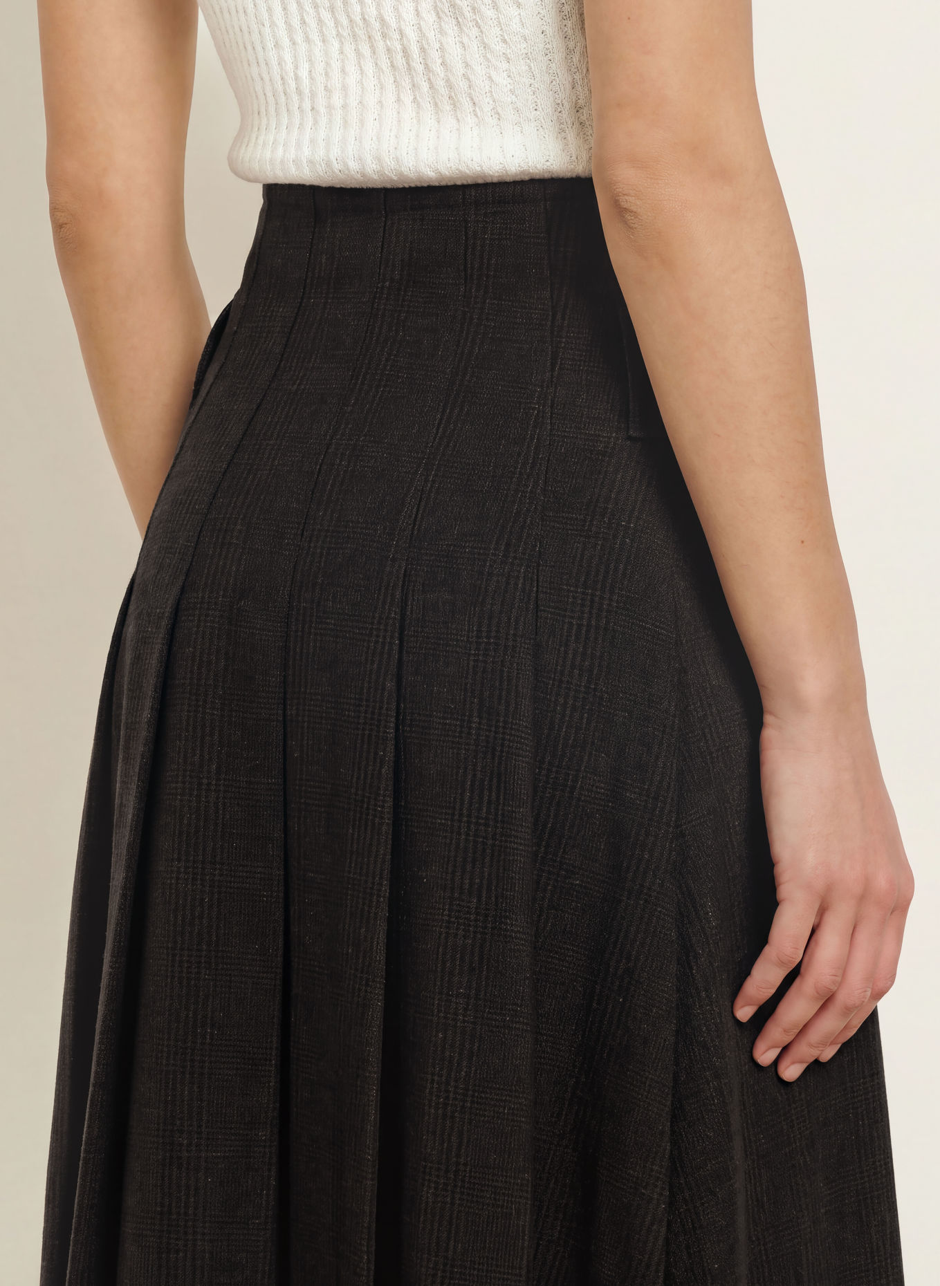 MRS & HUGS Plooirok: MARRON FONCÉ / ZWART