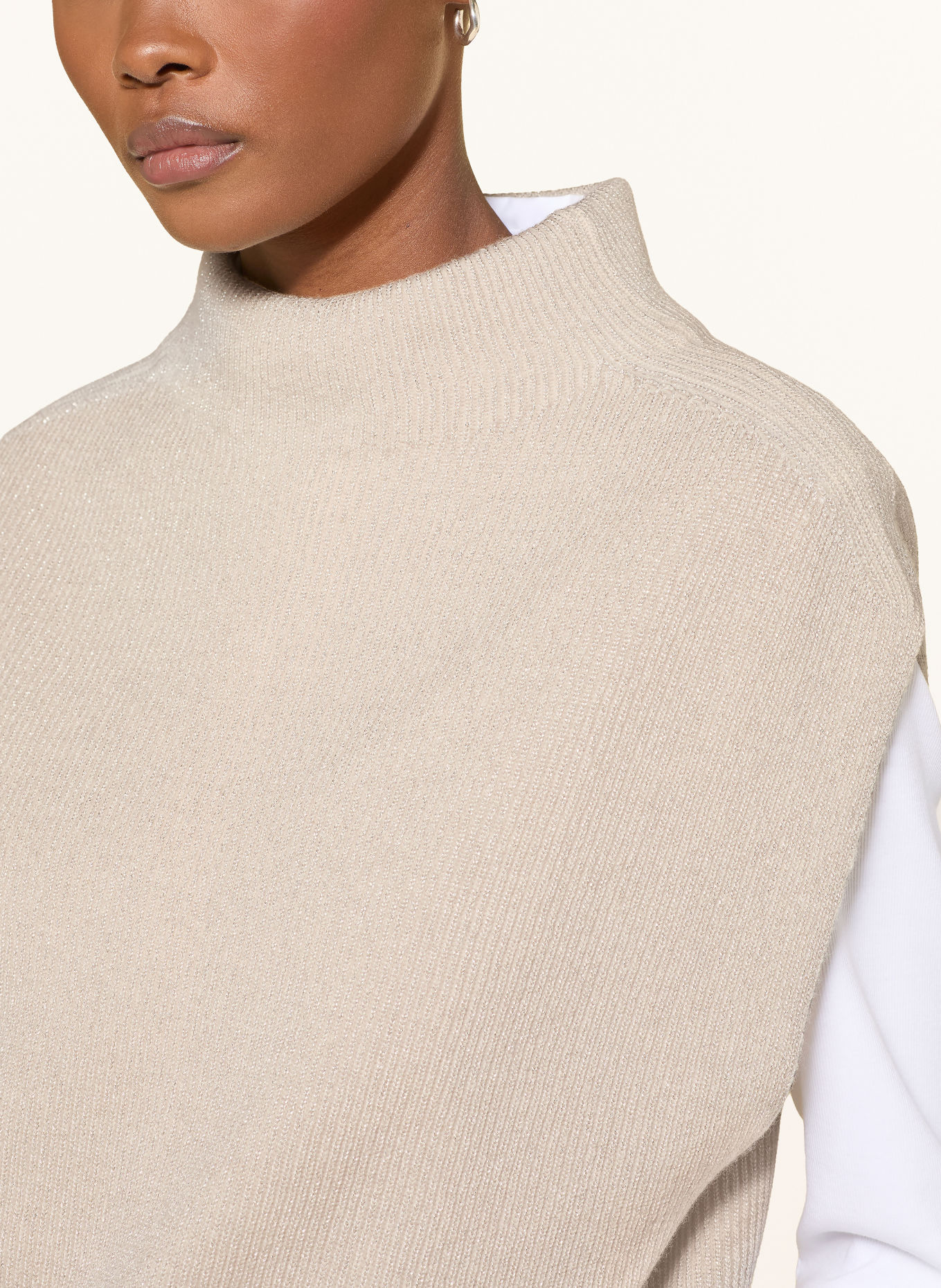 PESERICO Sweater vest with glitter yarn: CREAM