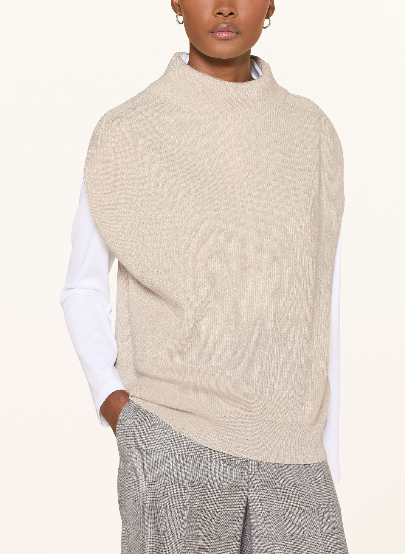 PESERICO Sweater vest with glitter yarn: CREAM